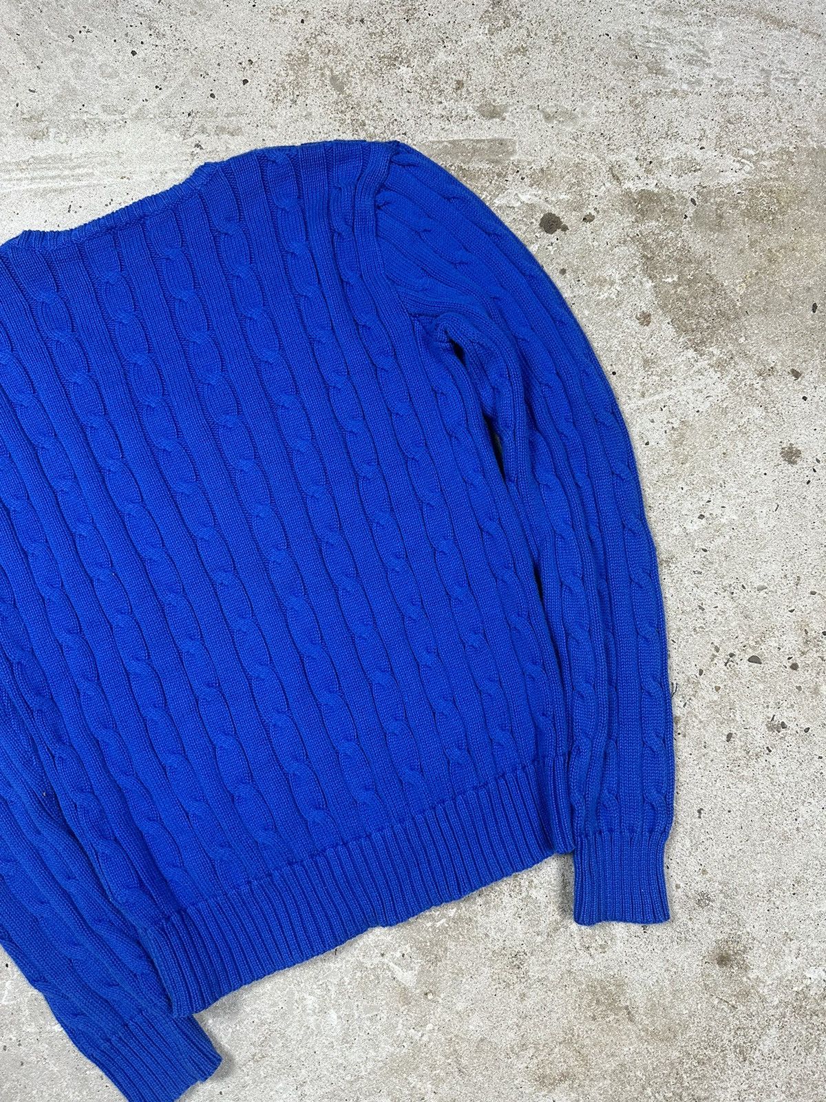 Polo Ralph Lauren × Vintage Vintage Y2K Polo Ralph Lauren Cable Knit V Neck Sweater Blue Size US XS / EU 42 / 0 - 12 Thumbnail