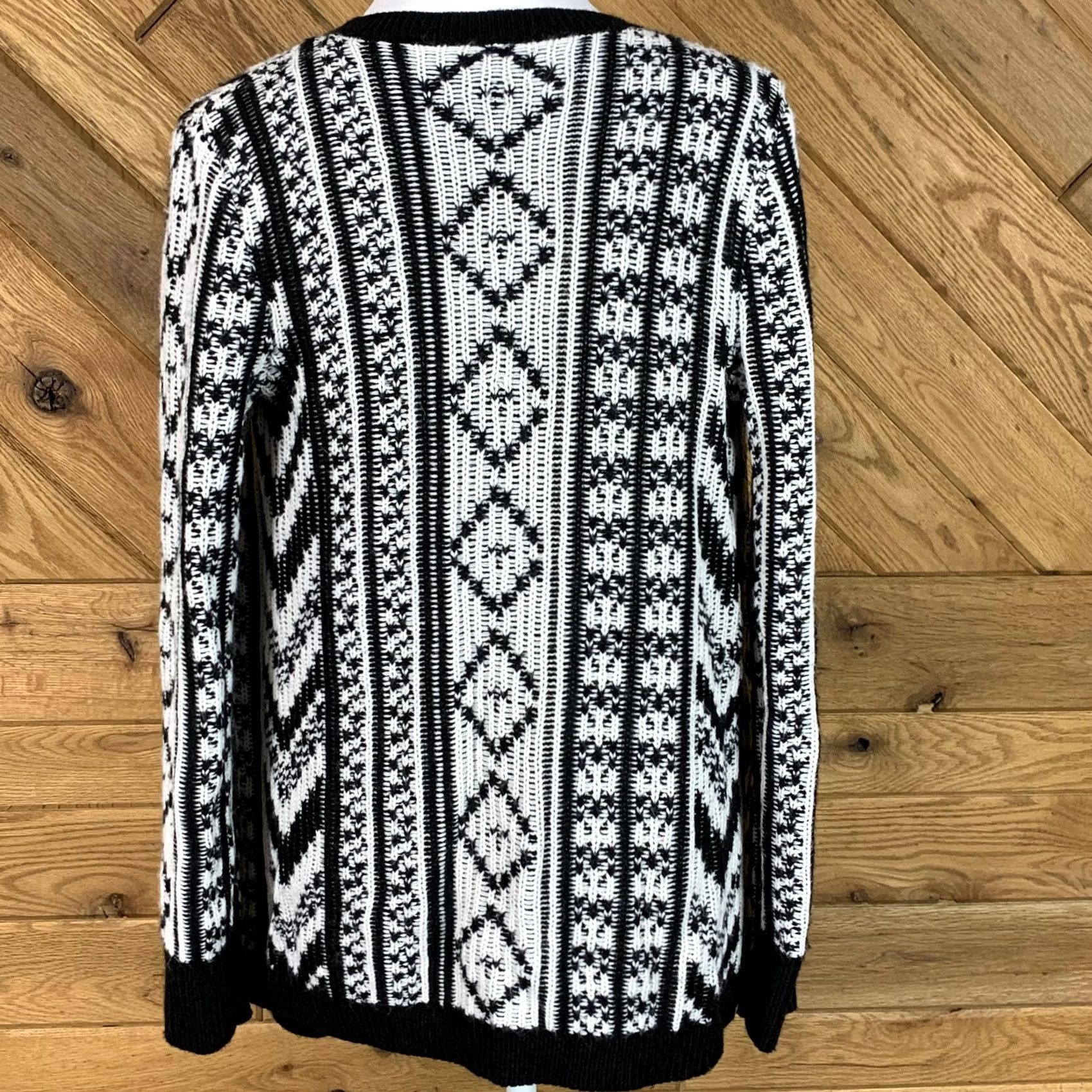 Aeropostale Aeropostale Cardigan Sweater Size S Black White Knit Blazer Cover Up Soft Womens Size S / US 4 / IT 40 - 4 Thumbnail