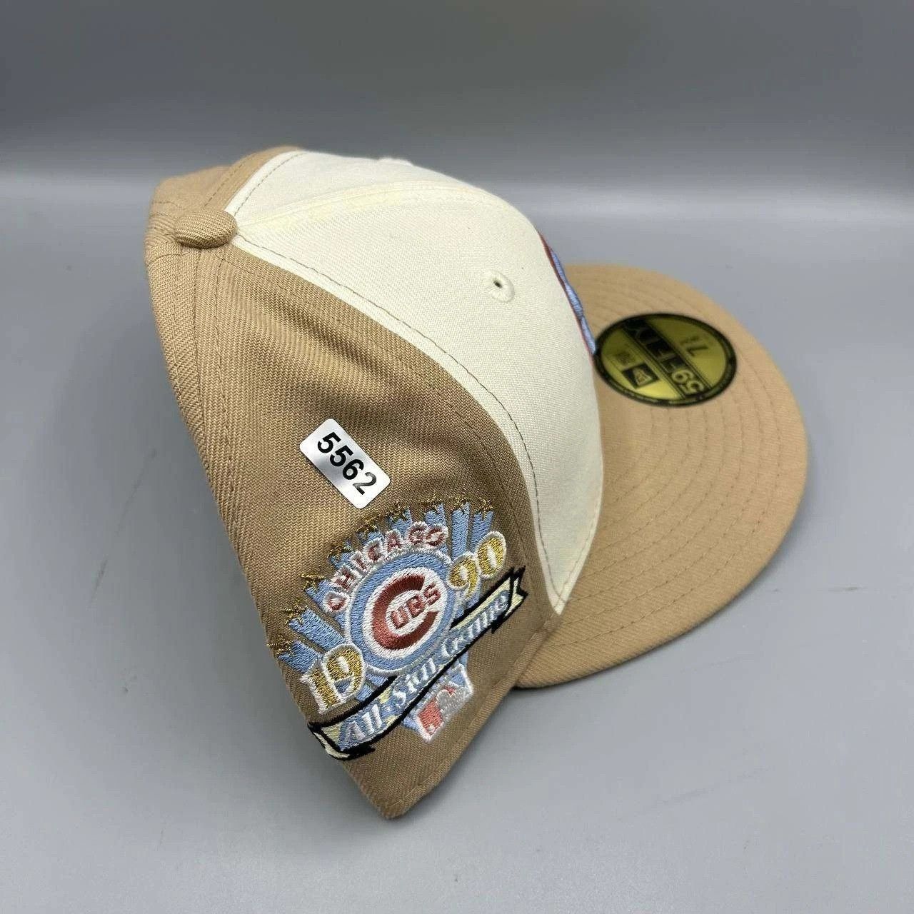 New Era Chicago Cubs Hat Men 7 3/8 Beige White MLB Fitted Cap Size ONE SIZE - 9 Thumbnail