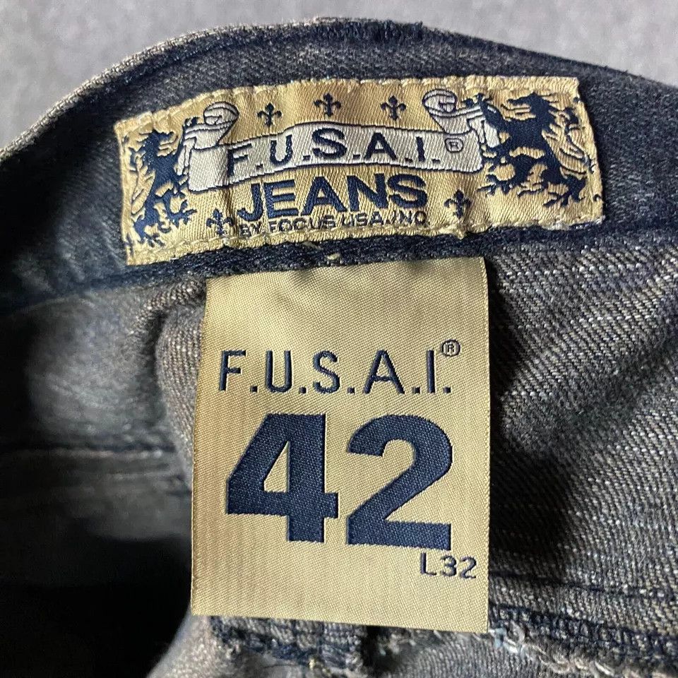FUSAI FUSAI Jeans Men's 42x32 Straight Leg Denim Dark Wash Size US 42 / EU 58 - 7 Thumbnail