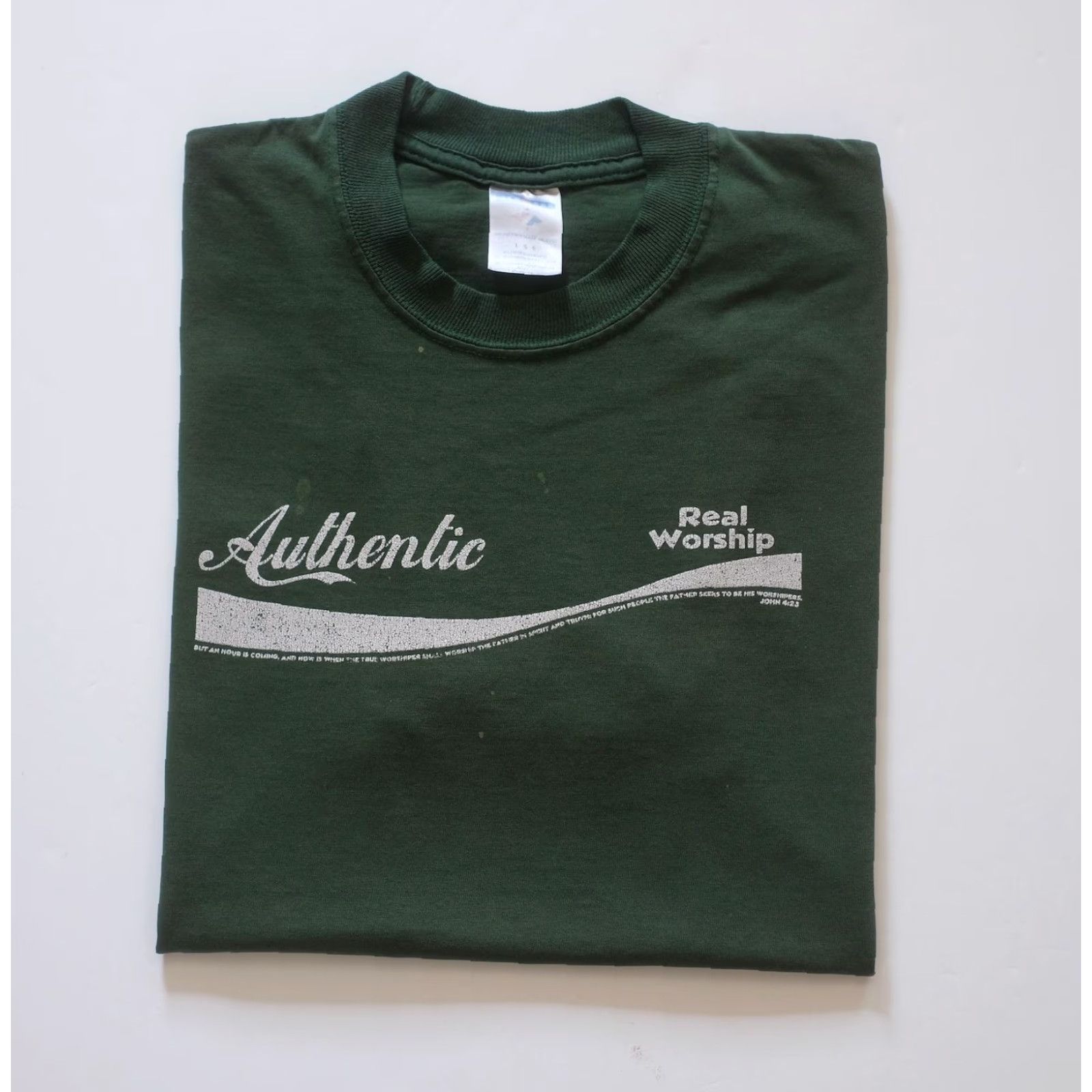 Vintage VINTAGE Coca-Cola T-Shirt Green 90s Retro JESUS BIBLE JOHN 4:25 VTG MEN L Size: L Size US L / EU 52-54 / 3 - 7 Thumbnail