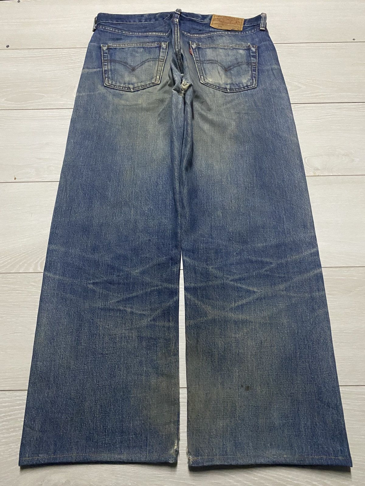 Levi's Levis 502 Big E Selvedge Talon Zip Distressed Baggy Jeans Size US 34 / EU 50 - 2 Thumbnail