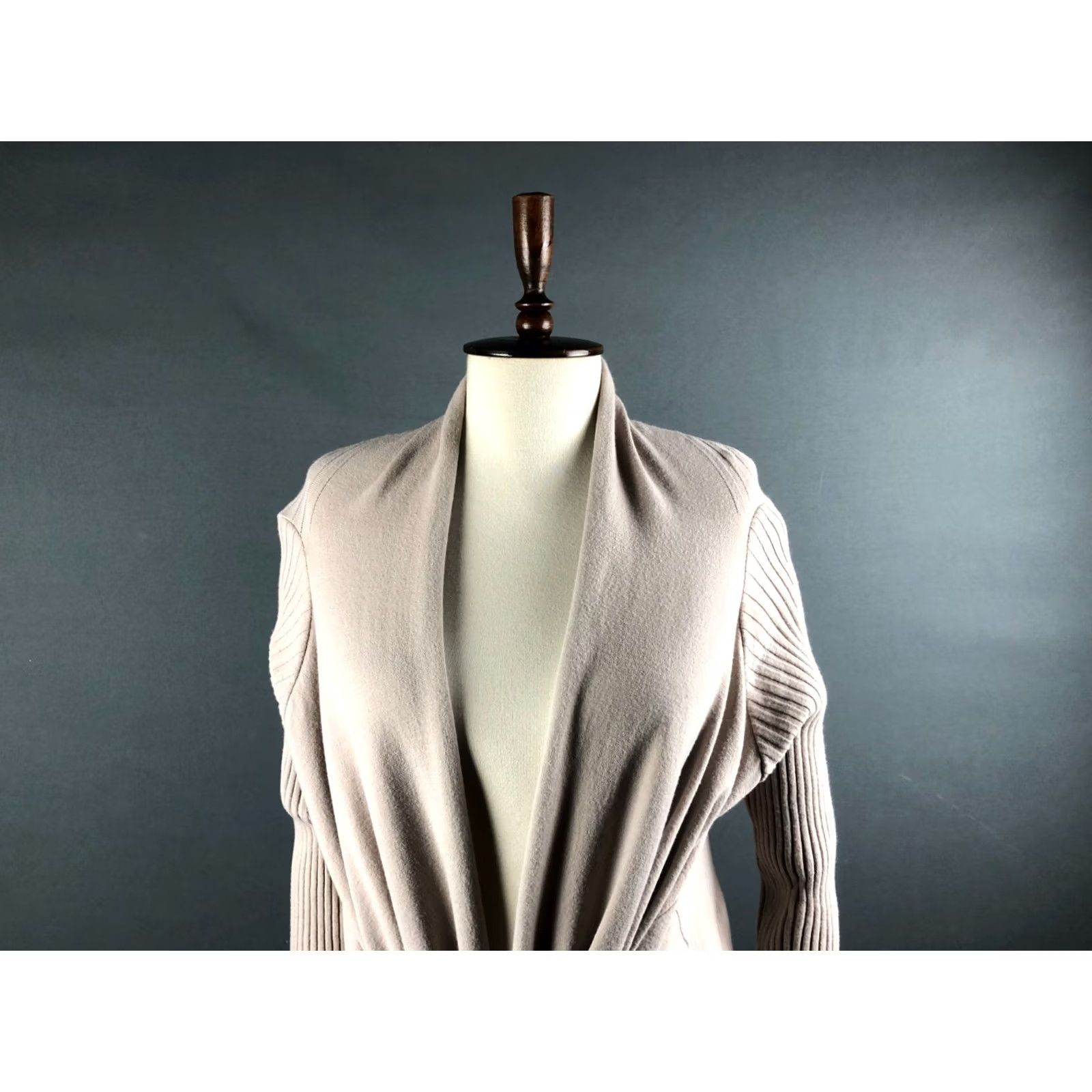 Sarah Pacini Sarah Pacini Women's Cardigan Sweater Beige Wool Blend V-Neck Belted Asymmetric Hem Long Sleeve L Size L / US 10 / IT 46 - 5 Thumbnail