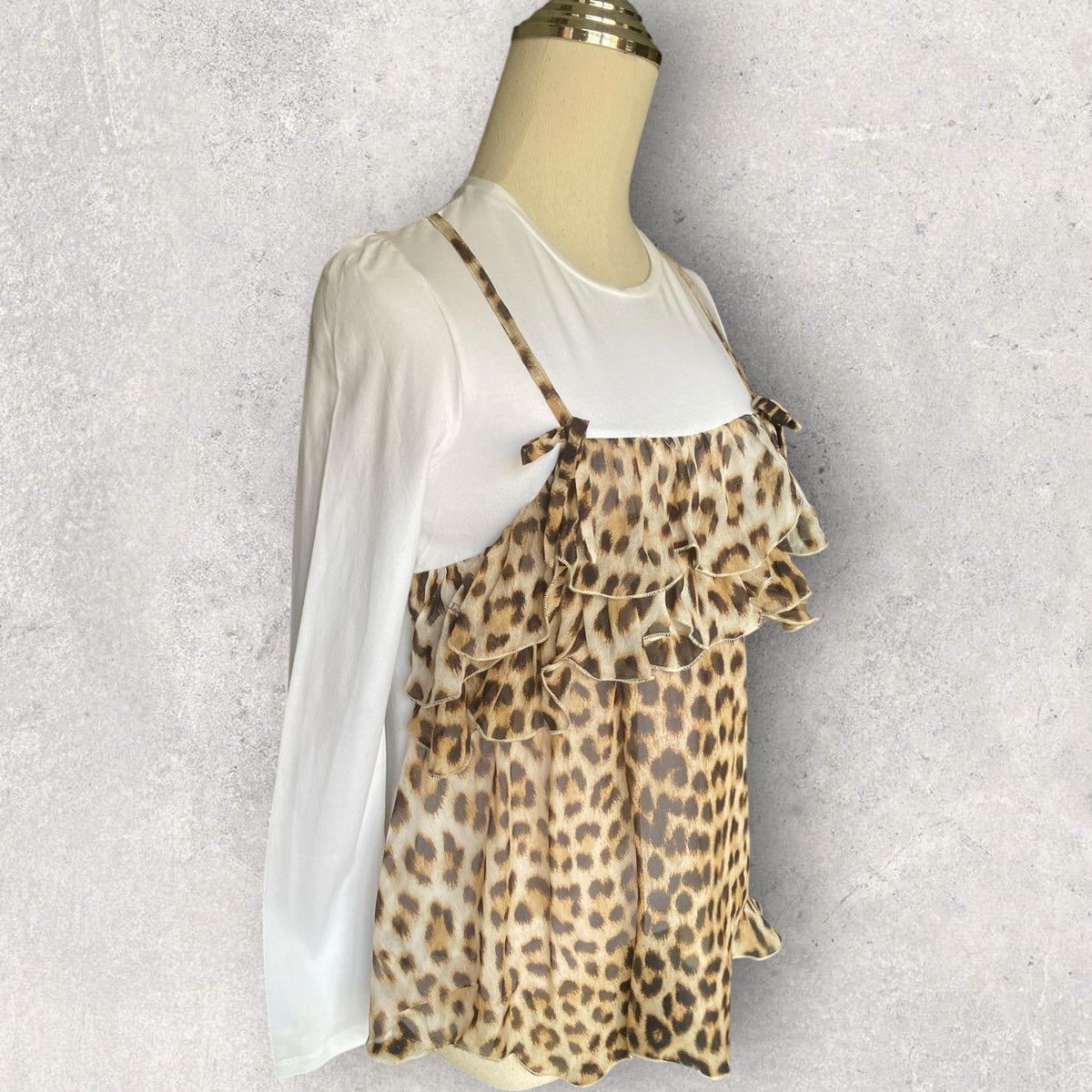 Roberto Cavalli 2011 Leopard Ruffle Appliqué L/S Size XS / US 0-2 / IT 36-38 - 3 Thumbnail