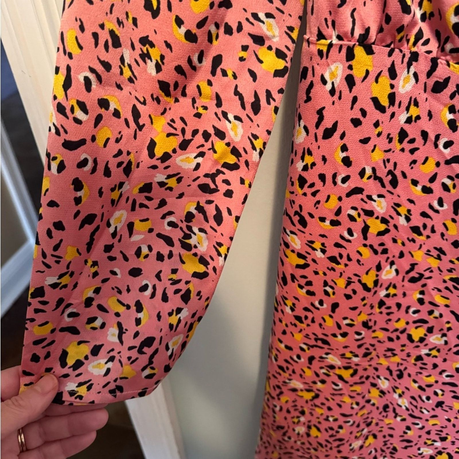 Other Leith Stylish Pink Patterned Wrap Dress SzM Size M / US 6-8 / IT 42-44 - 5 Thumbnail