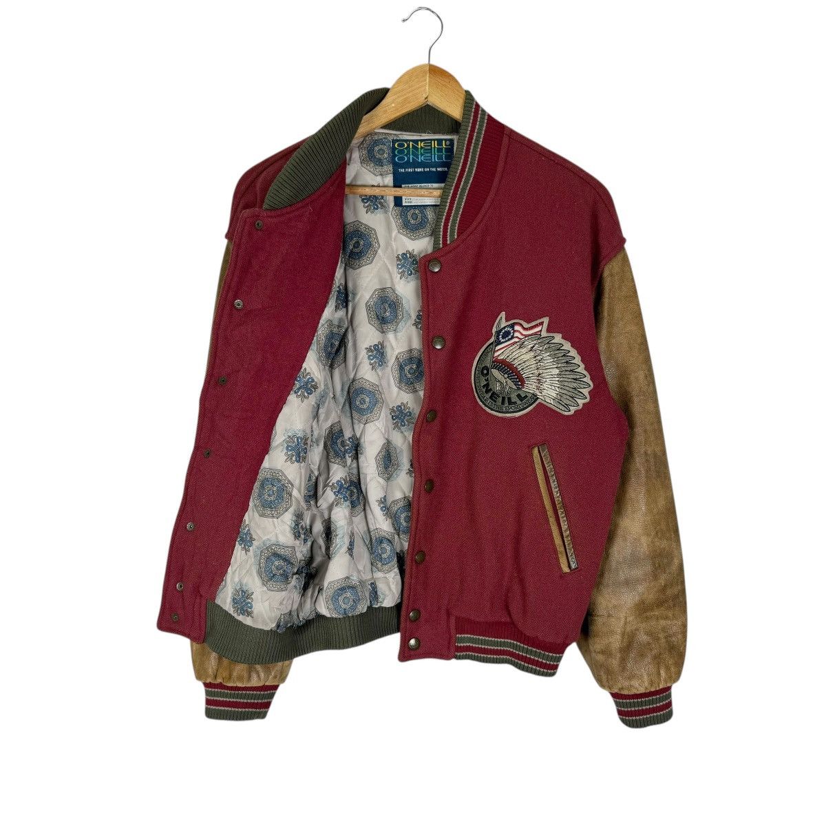 O'Neill ❄️90s ONEILL VARSITY LEATHER JACKET Size US L / EU 52-54 / 3 - 7 Thumbnail