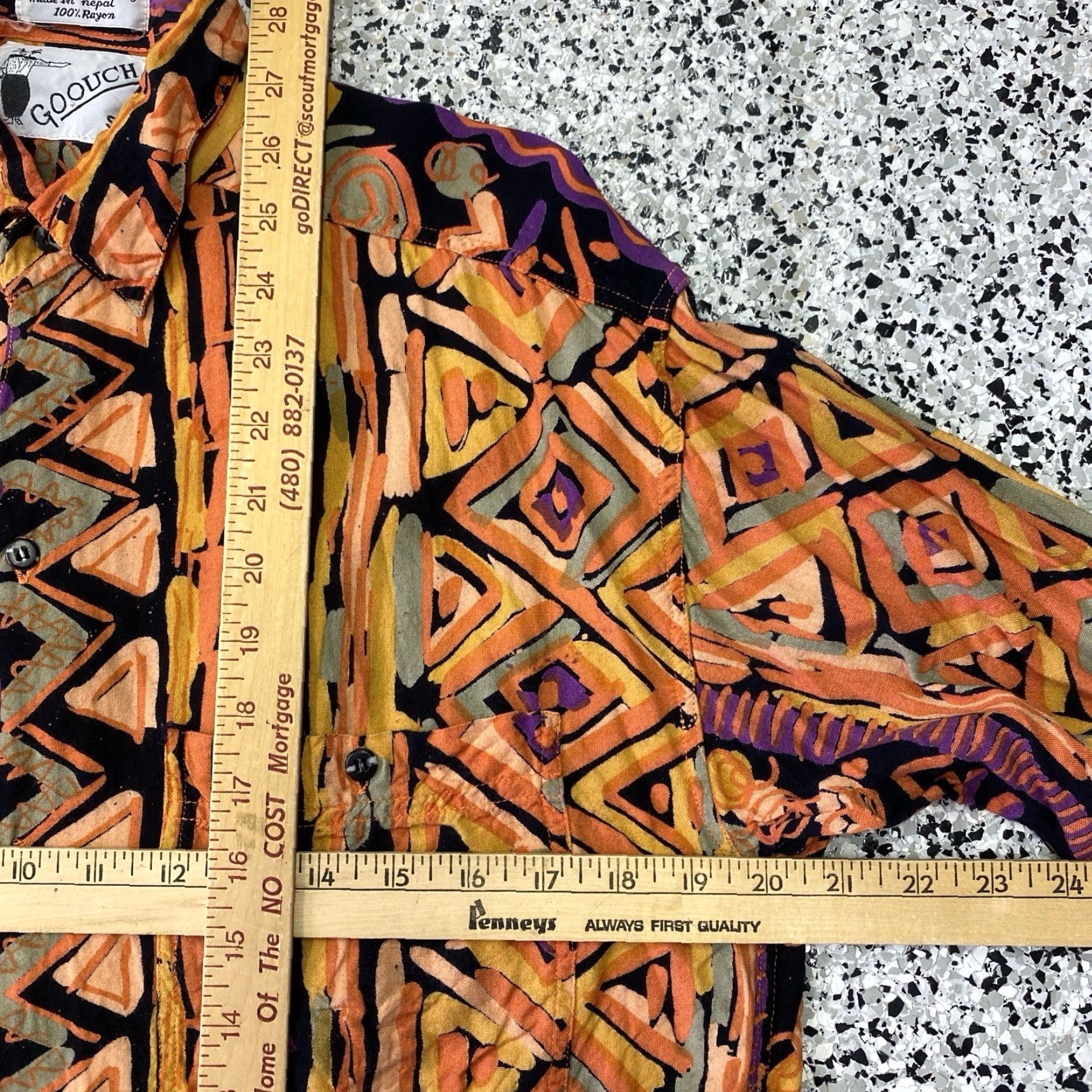 Vintage VINTAGE Goouch Shirt Mens Small Abstract Rayon Button Up 90s Art Print Size US S / EU 44-46 / 1 - 4 Thumbnail