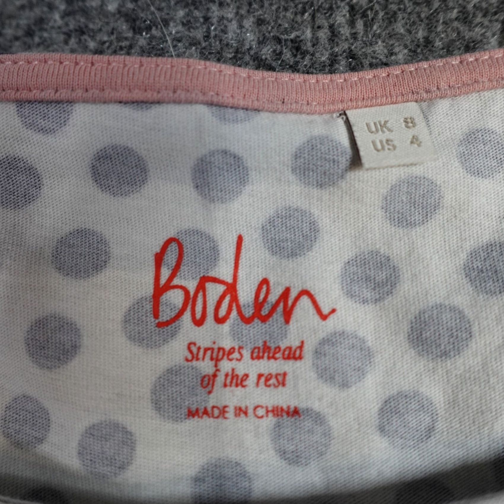 Boden Boden Womens T-Shirt White Breton Striped Polka Dot Pocket Double Sided Crew Neck Short Sleeve 4 Jersey Cotton Size S / US 4 / IT 40 - 2 Thumbnail