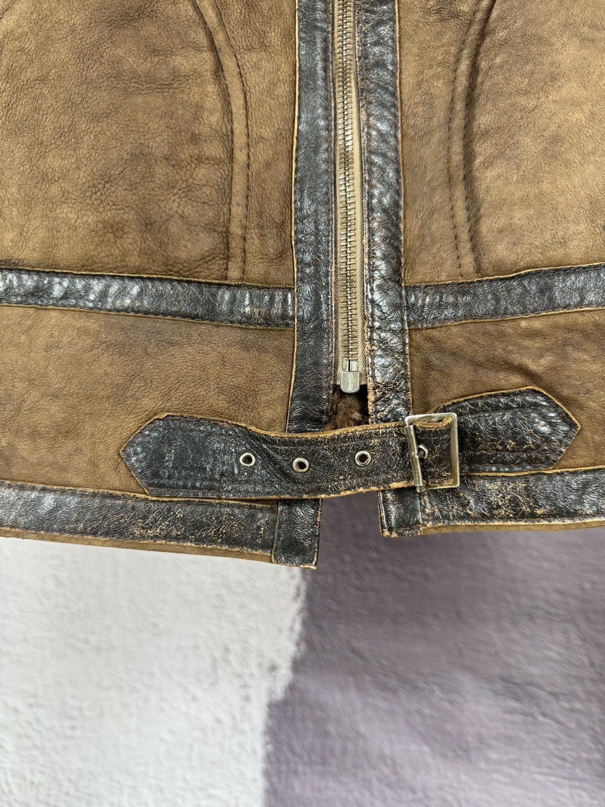 Vintage 90s y2k type b-3 leather shearling brown jacket