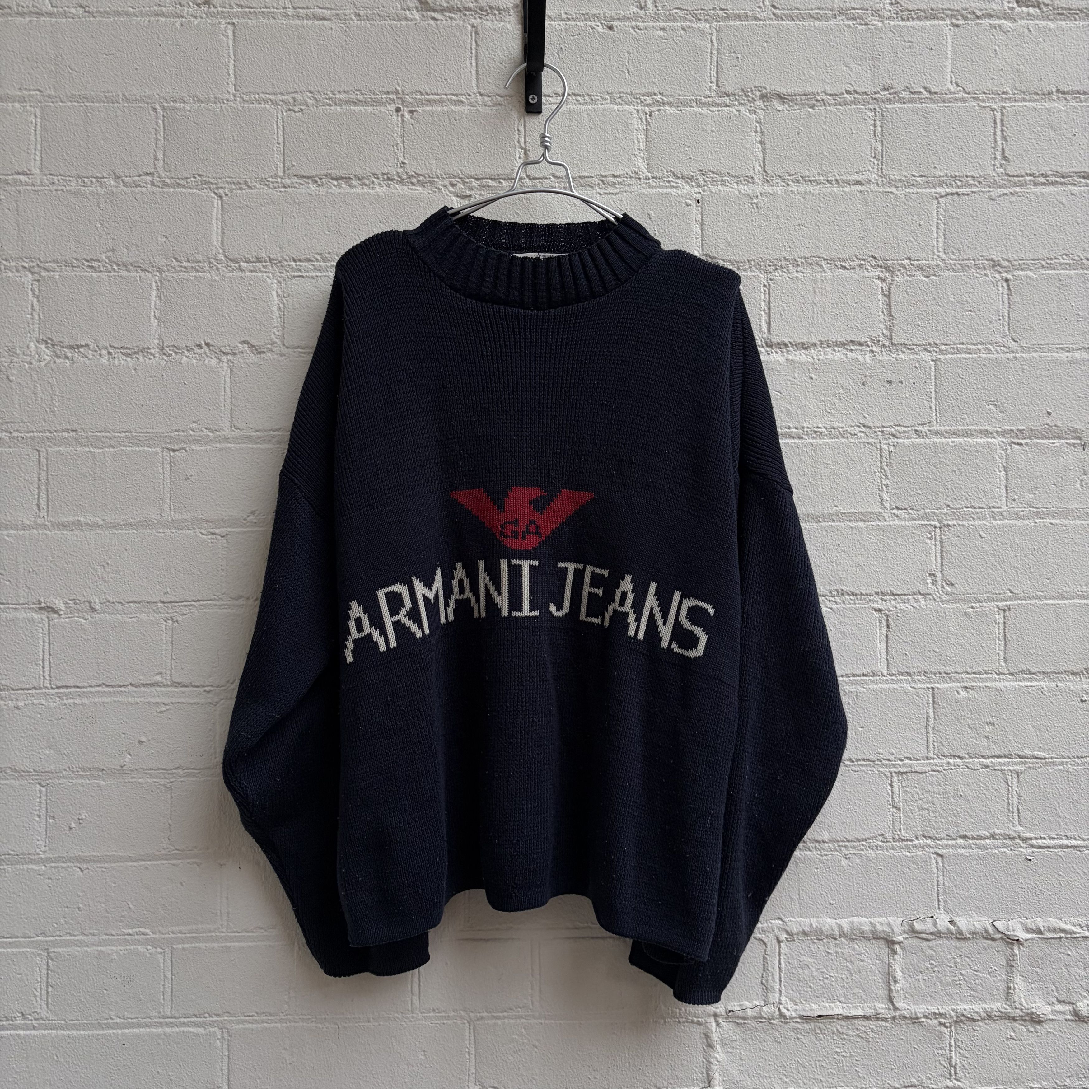 Armani Armani Jeans 1990s spellout knit jumper Size US M / EU 48-50 / 2 - 1 Thumbnail