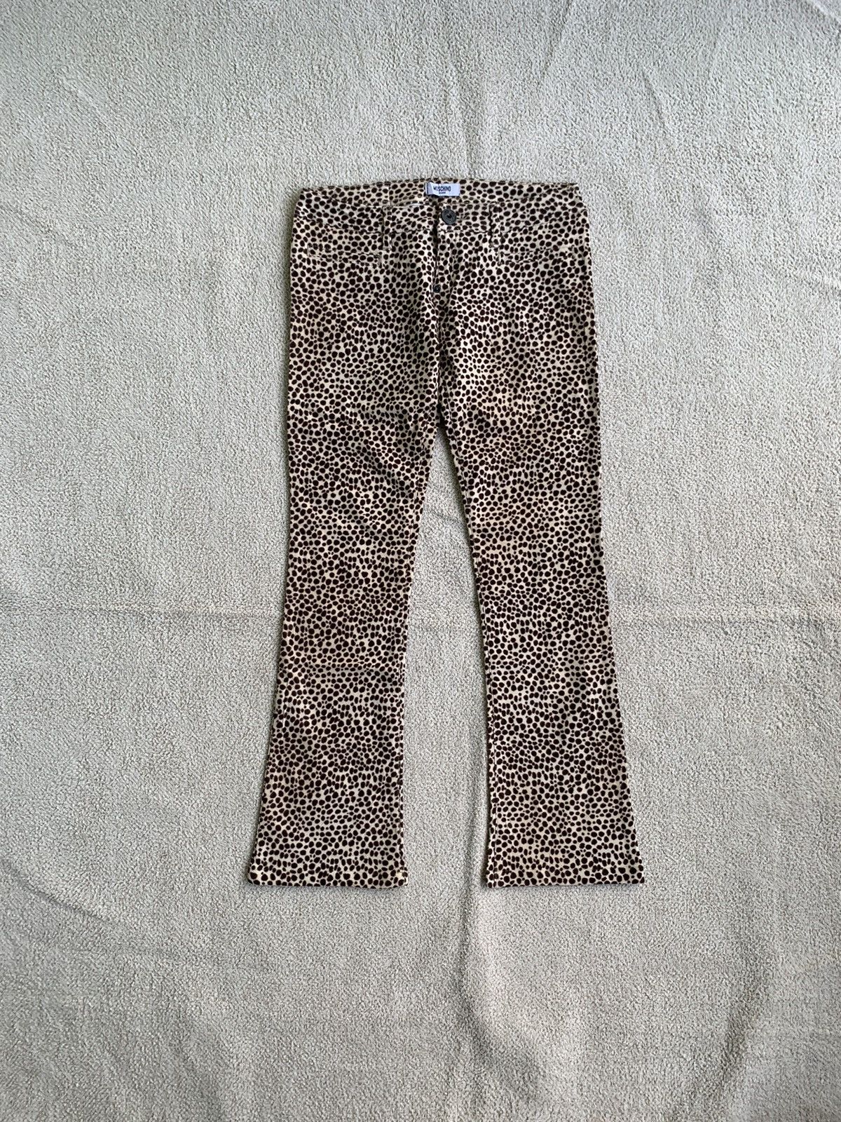 Designer × Moschino Moschino Leopard Flared Jeans Size 29" - 1 Thumbnail