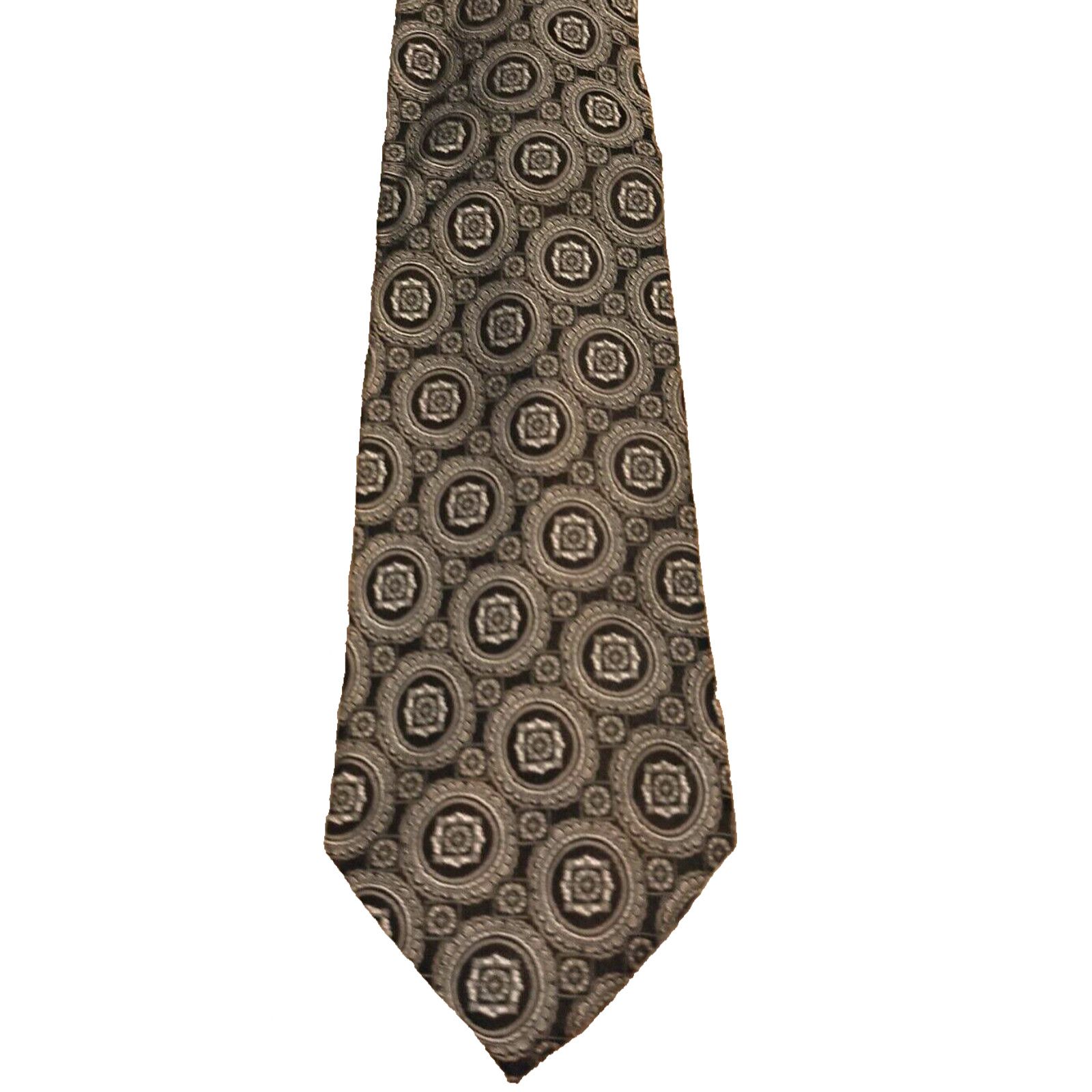 Burma Bibas Burma Bibas Men's Silk 59" Neck Tie Black w/Gold Silver Med. Size ONE SIZE - 1 Thumbnail