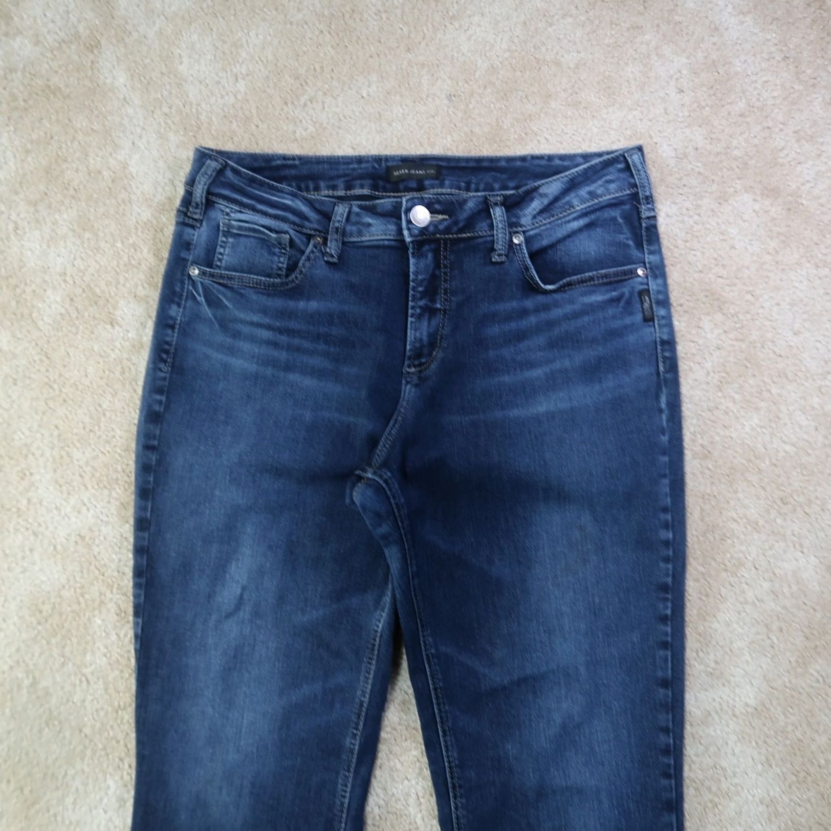 Silver Jeans Co. VINTAGE Silver Suki Mid Slim Bootcut Jeans Women 34x33 Blue Denim Pants Stretch Jeans Womens 34x33 Blue Denim Boots Cut Slim fit Size 24" / US 00 / IT 34 - 2 Thumbnail