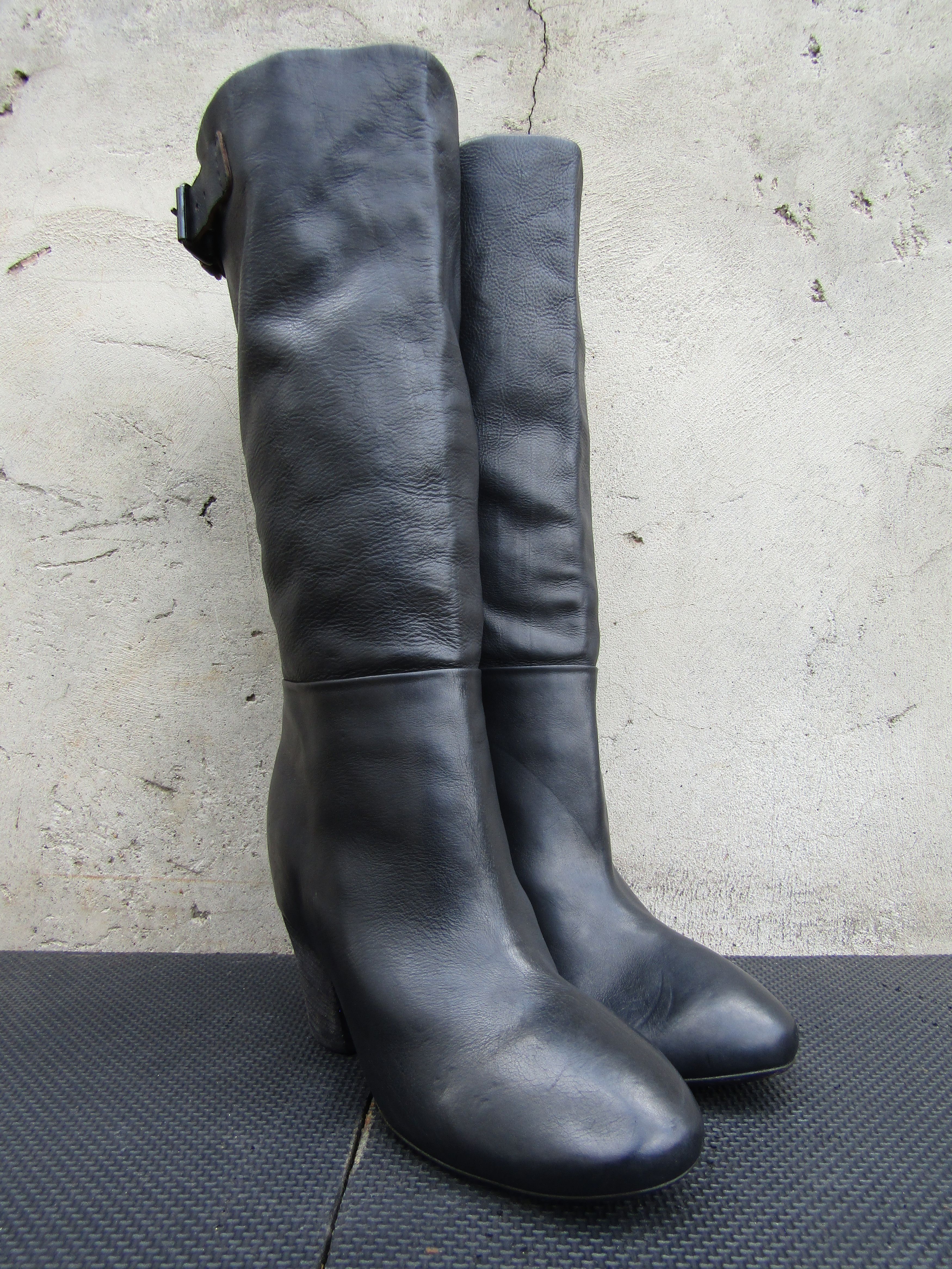 Marsell Marsell Tall Boots Buckle Women Black Leather Block Heel Size US 7.5 / IT 37.5 - 6 Thumbnail