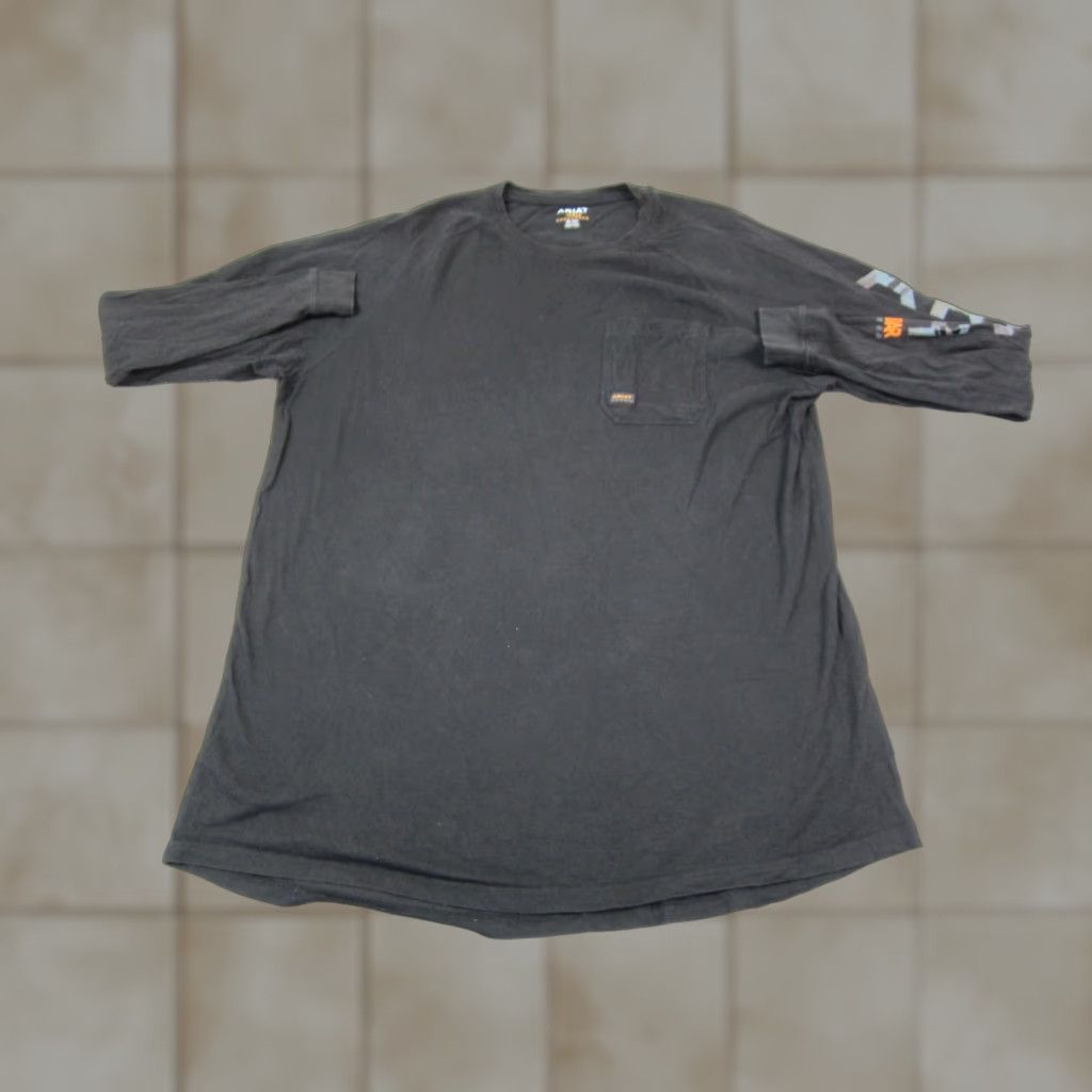 Ariat Ariat Shirt Mens 2XLT Tall Black Rebar Long Sleeve Pocket Logo Classic Workwear Sleeves Long Logo Pocket 90s Cowboy Vintage-None Size US XXL / EU 58 / 5 - 1 Thumbnail