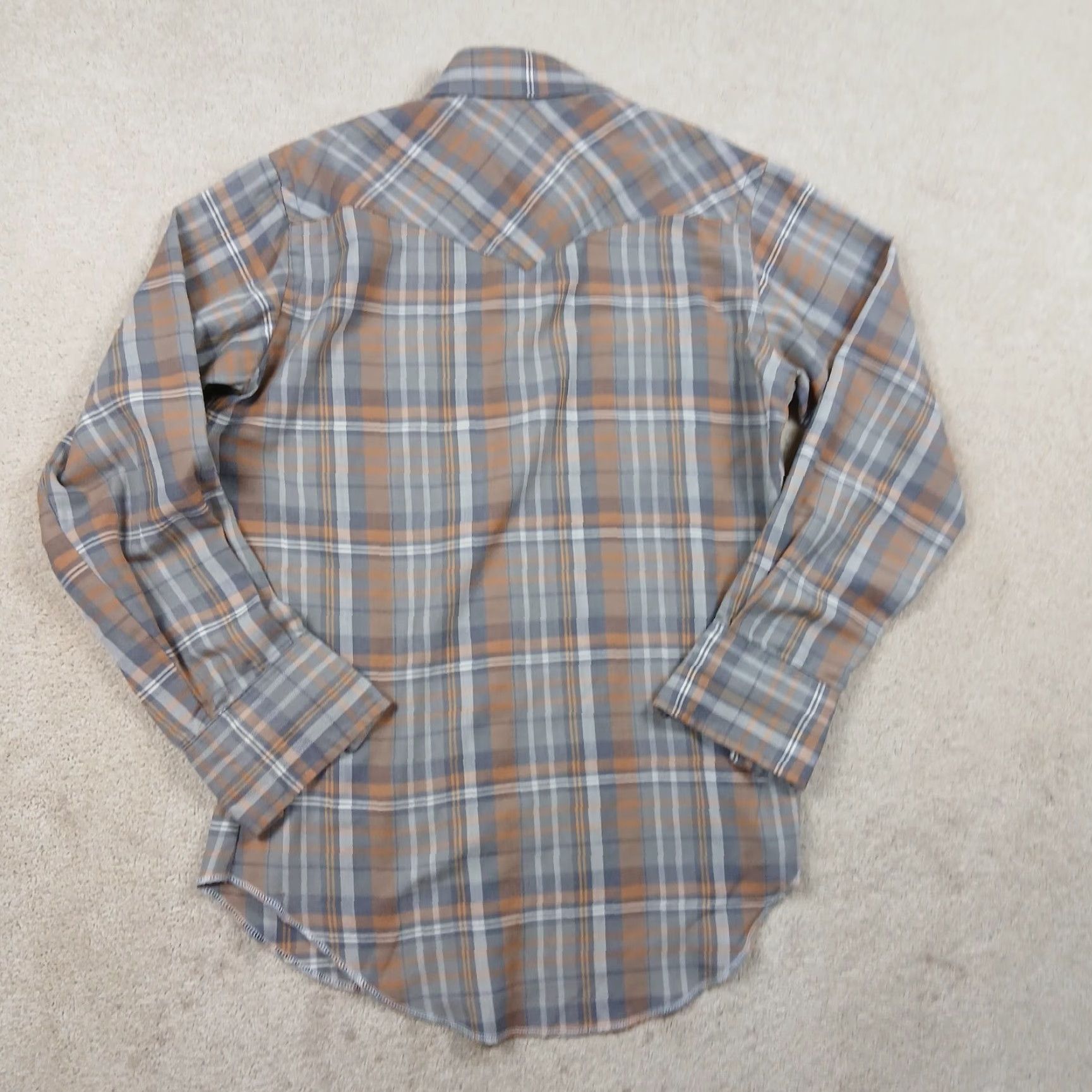 Wrangler VINTAGE Wrangler Pearl Snap Shirt Mens 15 Small Brown Plaid Long Tails 80s Size US S / EU 44-46 / 1 - 3 Thumbnail