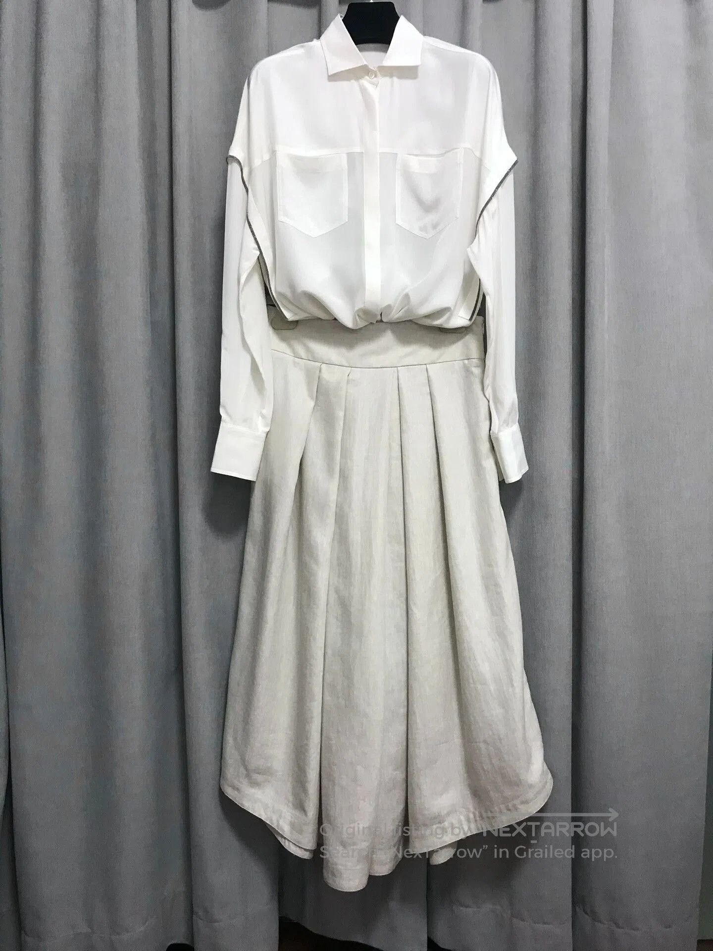 Brunello Cucinelli Brunello Cucinelli Silk Beaded Batwing Shirt. Size US M / EU 48-50 / 2 - 7 Thumbnail