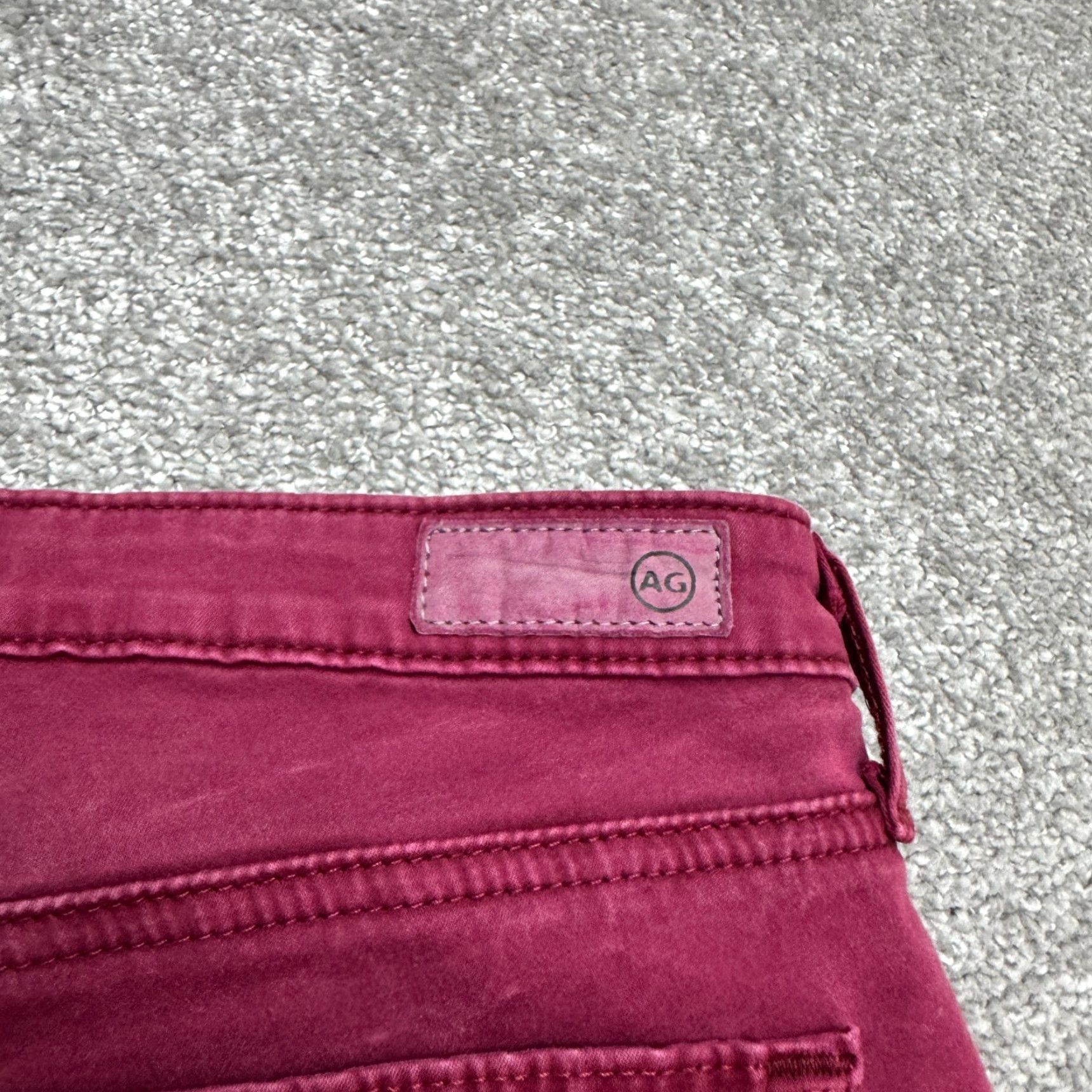 Denime AG Adriano Goldschmied The Prima Cigarette Leg Jeans Womens 26R Burgundy Denim Cigarette Leg Regular Stretch Pocket 5-Pocket Size 26" / US 2 / IT 38 - 4 Thumbnail