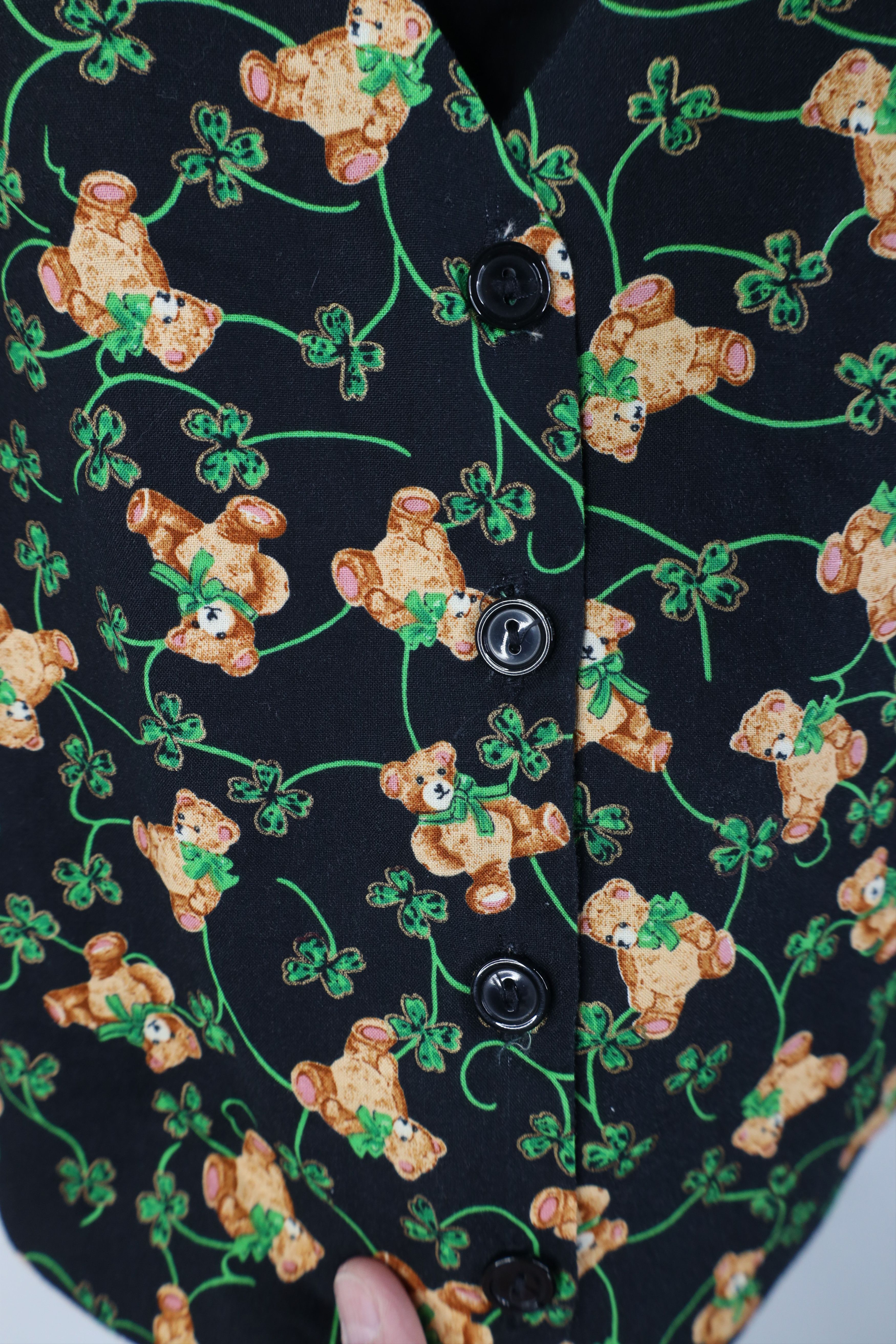 Vintage Vintage 90s St Patricks Day Clover Bear Tie Back Vest Jacket Size L / US 10 / IT 46 - 4 Thumbnail