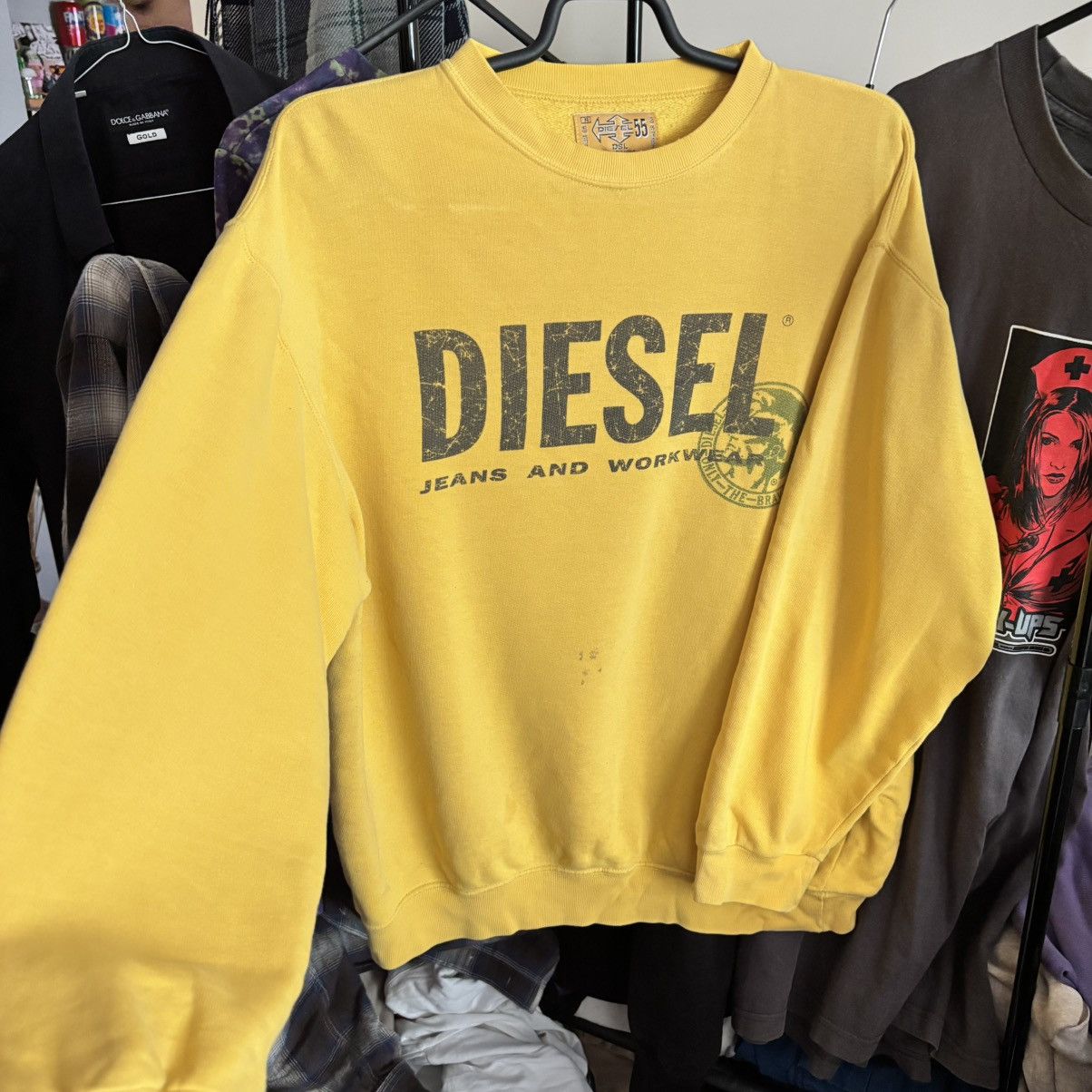 Vintage 🔥 Vintage Diesel 55 DSL Sweatshirt – Bold Yellow ERD Grunge Size US M / EU 48-50 / 2 - 2 Thumbnail