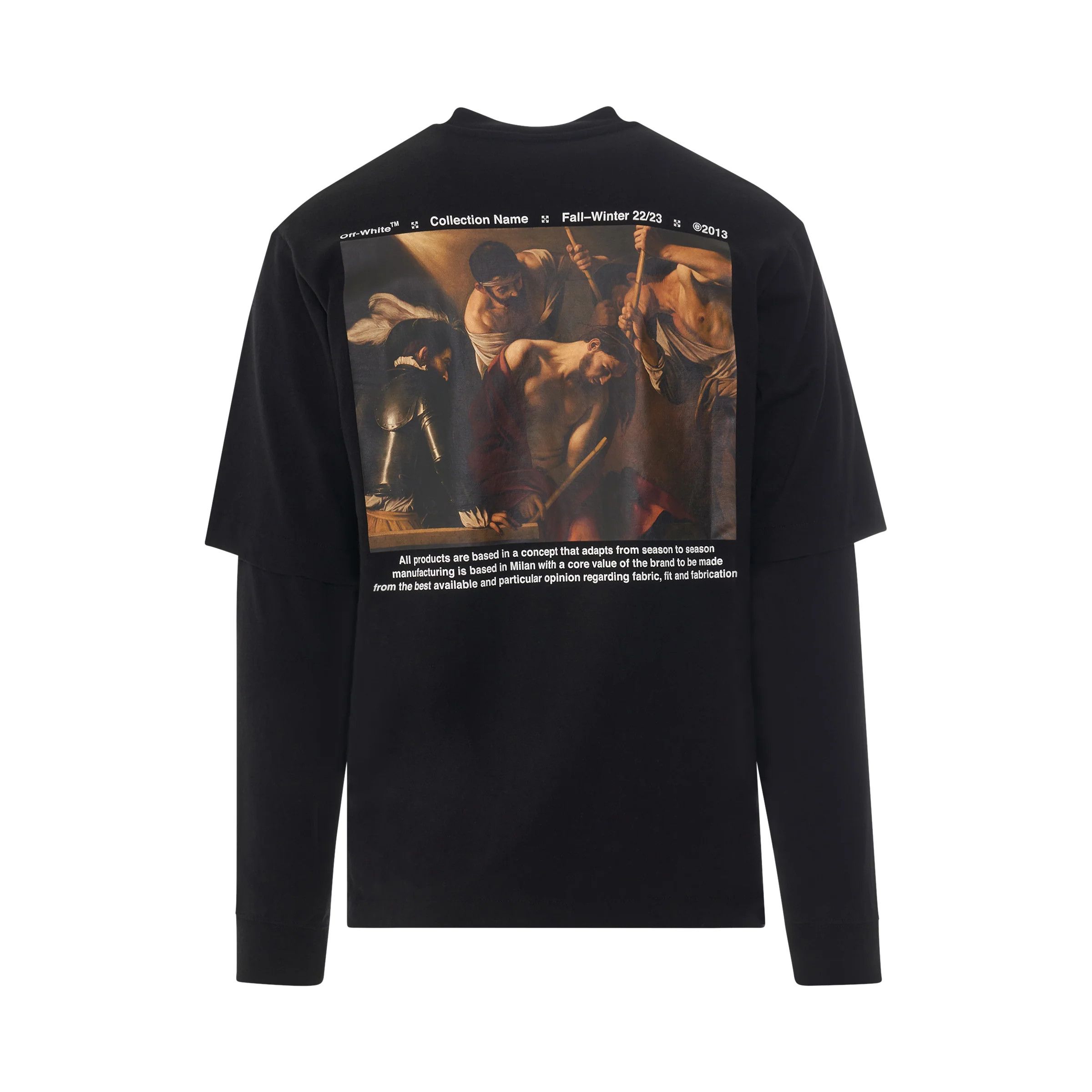 Off-White o1gr1nt1124 Caravag Crownin Double Sleeve T-Shirt in Black Size US XXS / EU 40 - 3 Thumbnail