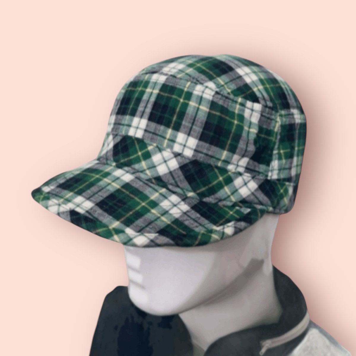 Japanese Brand VINTAGE UNIQLO GREEN PLAID ARMY CADET HAT Size ONE SIZE - 9 Thumbnail