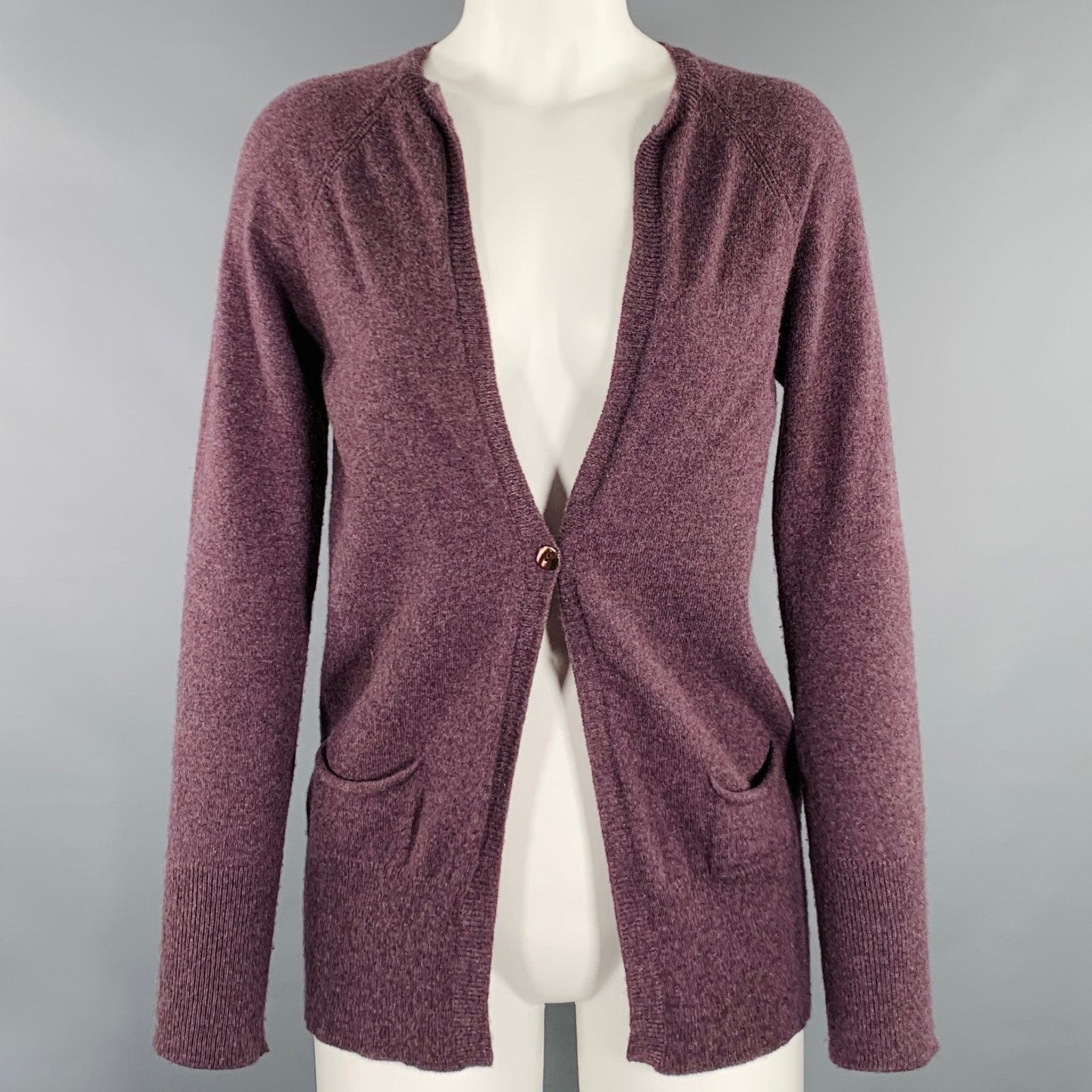 Other M Heather Purple Cashmere Knit Single Button Cardigan Size M / US 6-8 / IT 42-44 - 1 Thumbnail