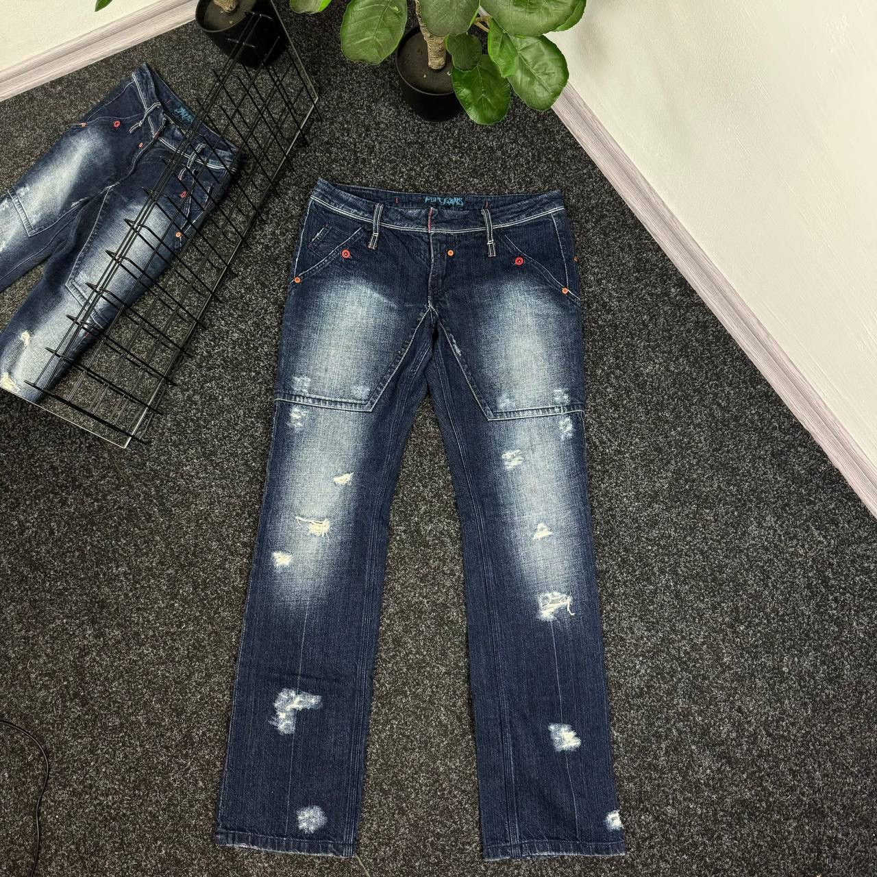 Pepe Jeans Vintage Low Rise avant Garde flared butcut denim pants navy Size US 34 / EU 50 - 2 Thumbnail