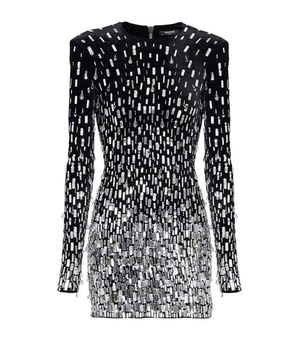 black sparkly mini dress long sleeve Shine For Us Sequin Long Sleeve Mini Dress