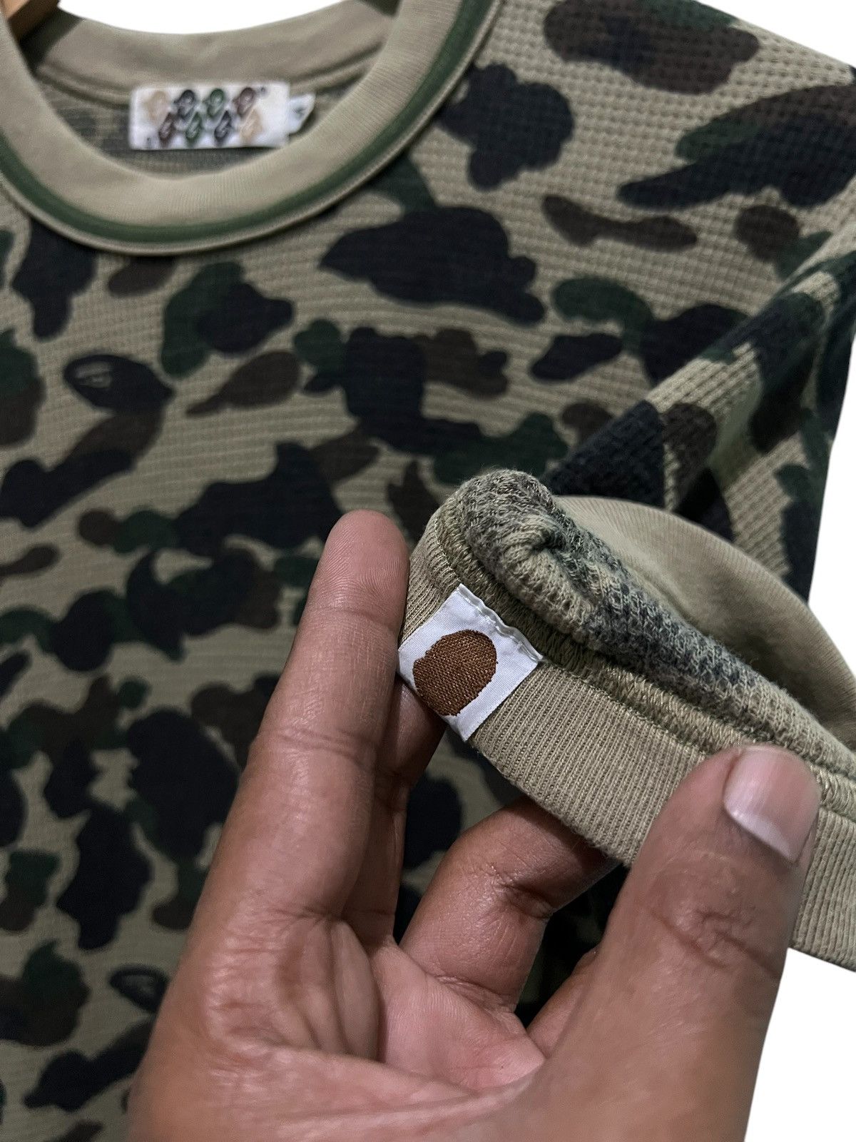 Bape BAPE Full Camo Green Thermal Ringer Tshirt Size US M / EU 48-50 / 2 - 4 Thumbnail