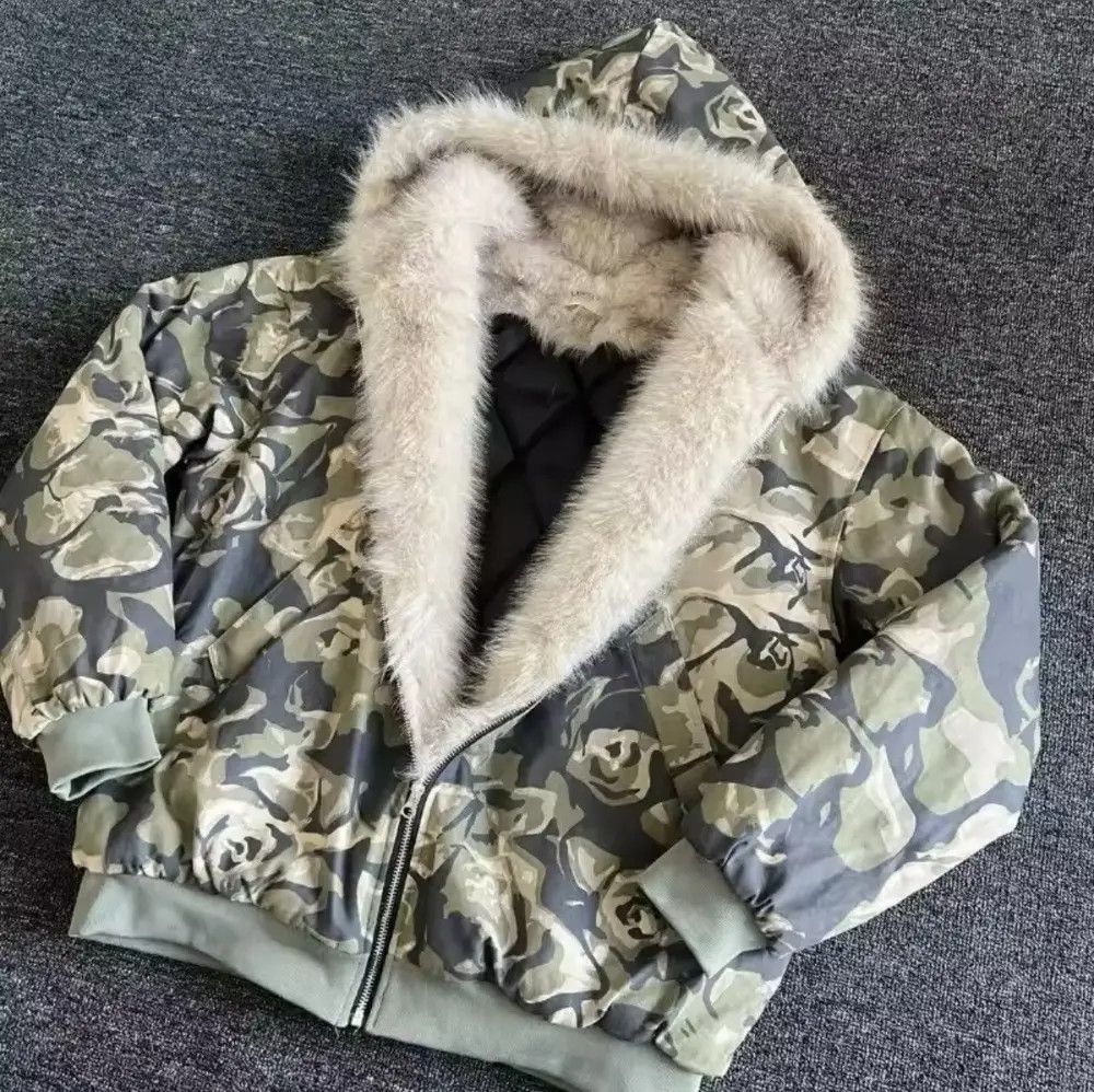 Japanese Brand Camouflage Fur Collar Padded Jacket Men Y2K Vintage Size US M / EU 48-50 / 2 - 2 Thumbnail