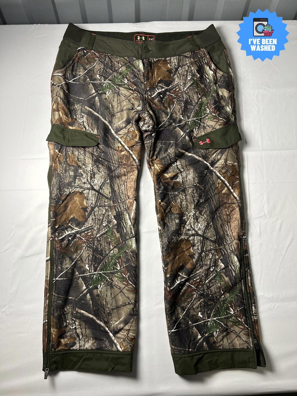 Under Armour Rare Under Armour Fleece Lined Real Tree Camo Cargo Trousers Size US 39 - 1 Thumbnail