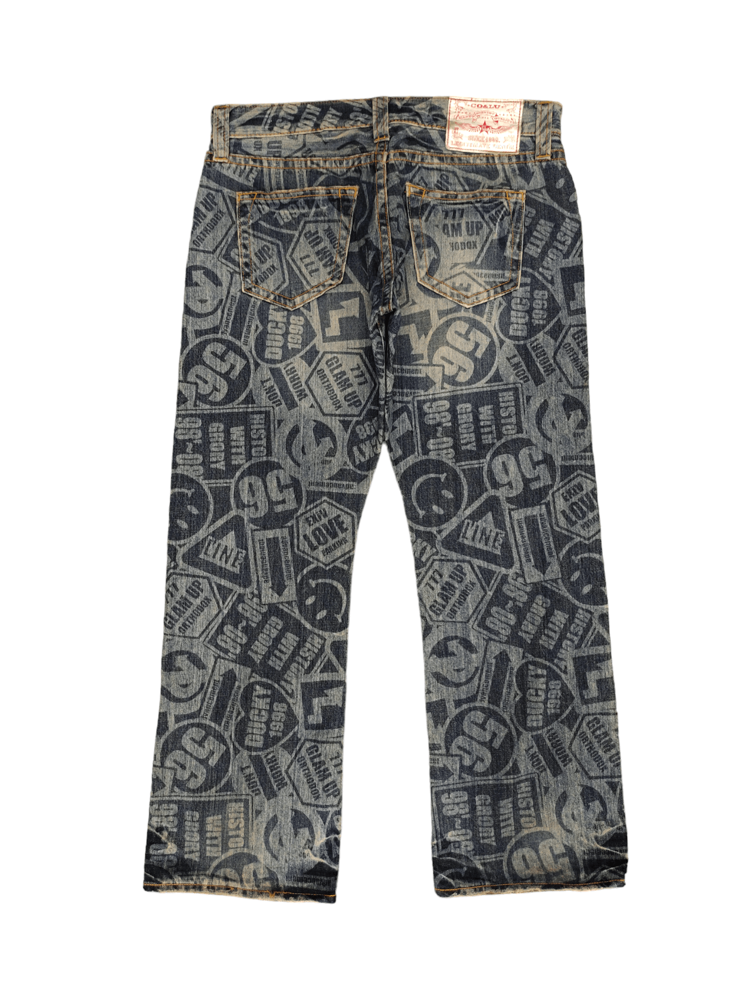 Hysteric Glamour Loose Jeans Co&Lu Full Print Sign Logo Denim Wide Leg Y2k Size US 34 / EU 50 - 10 Thumbnail