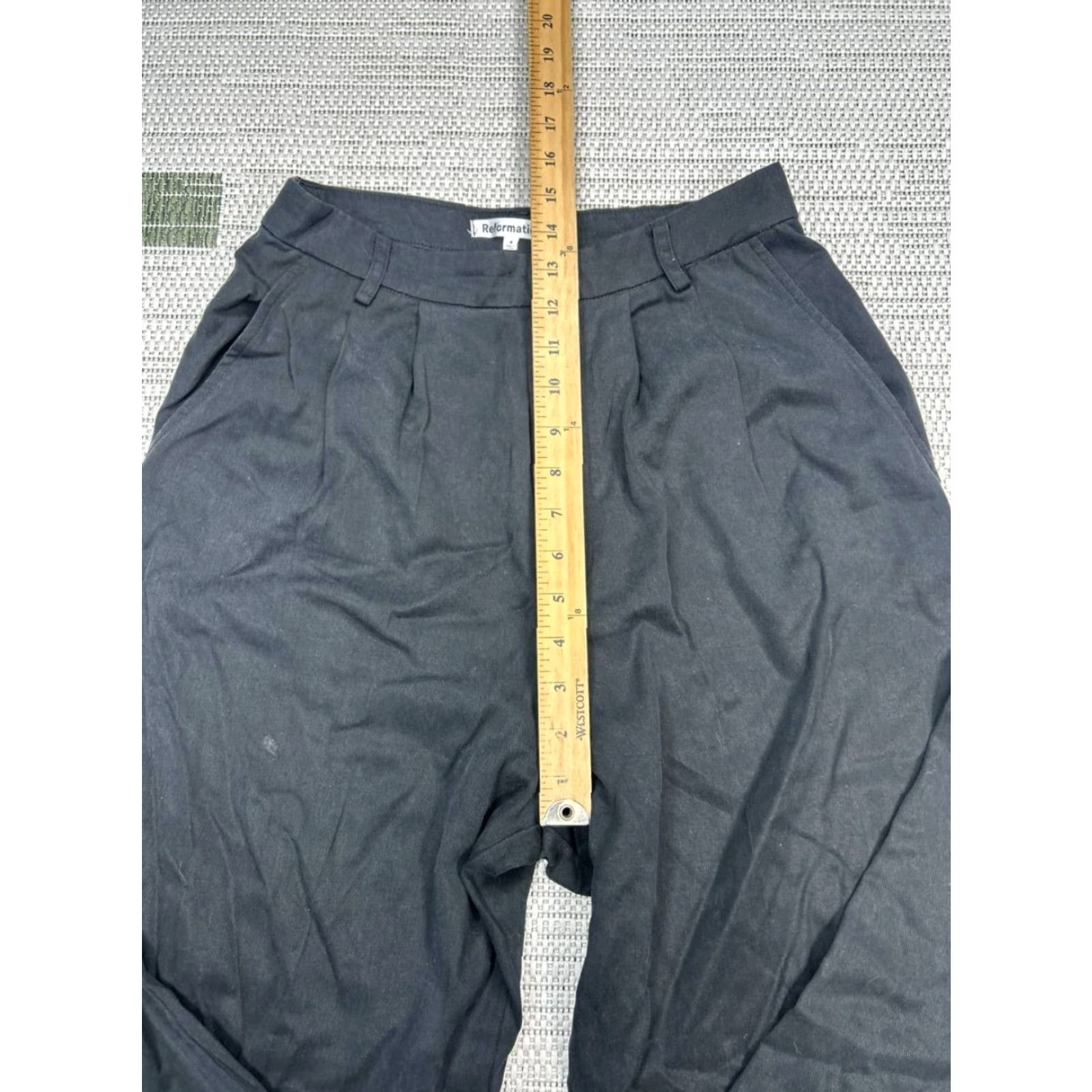 Reformation Reformation Pants Womens 4 Black Stretch Pleated High Rise Casual Wide Leg Chino Pockets Size 27" / US 4 / IT 40 - 6 Thumbnail