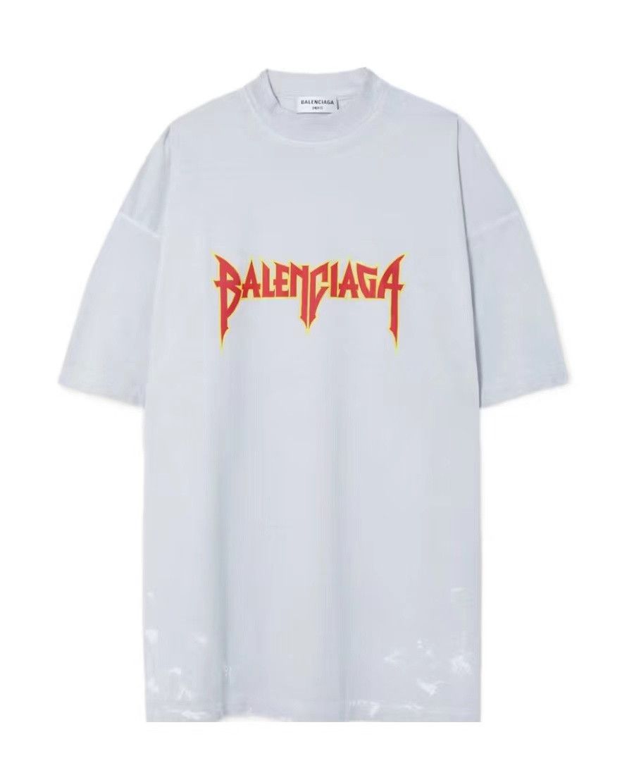 Balenciaga o1in1g1024 Metal T-Shirt Oversized in White Size S / US 4 / IT 40 - 1 Thumbnail