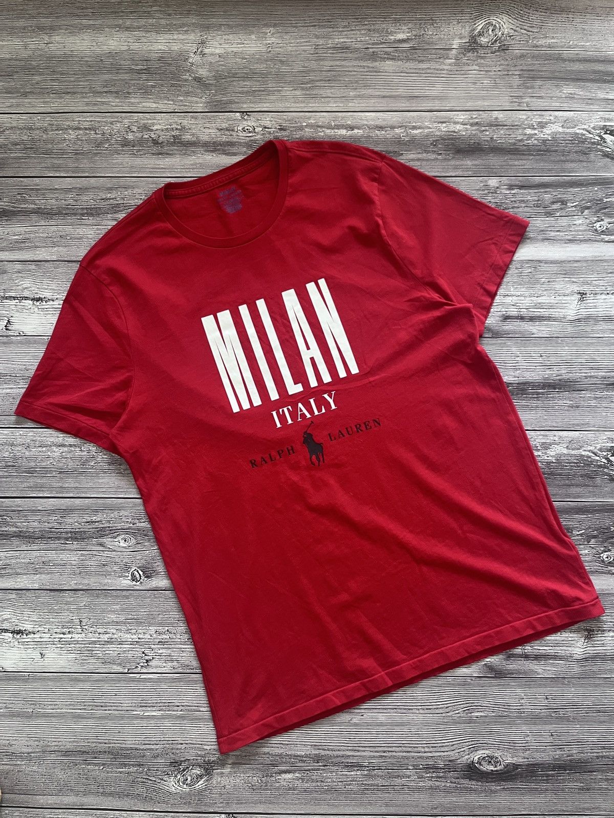 Polo Ralph Lauren × Vintage Ralph Lauren Milan Italy Graphic T-Shirt Red (Size L) Size US L / EU 52-54 / 3 - 1 Thumbnail