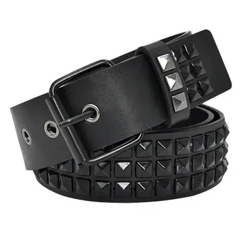 Hypebeast × Leather Belts All Black Leather Rivet Belt Size ONE SIZE - 3 Thumbnail