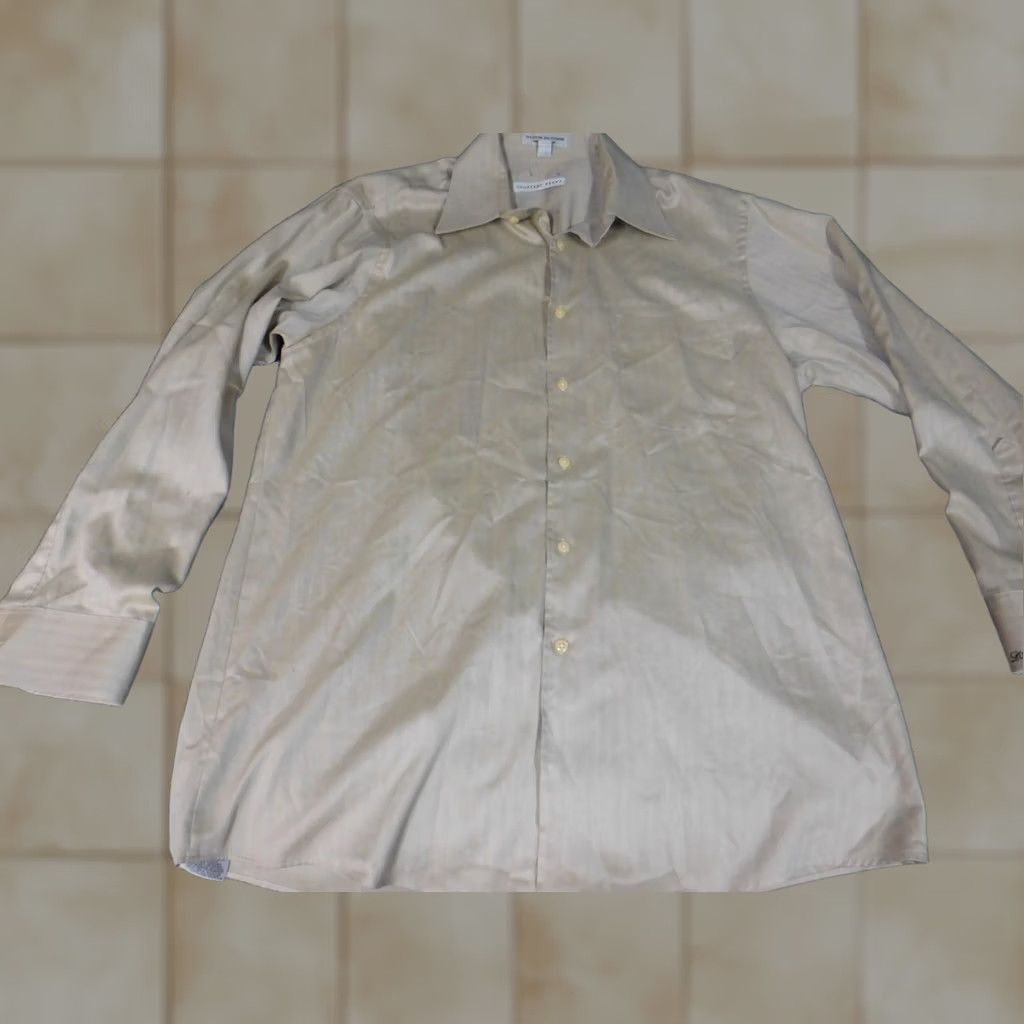 Geoffrey Beene Geoffrey Beene Mens Shirt Medium Beige Button-Down Cotton Knit Long Sleeve Regular Pocketed Button-Up Western Theme Size US M / EU 48-50 / 2 - 1 Thumbnail