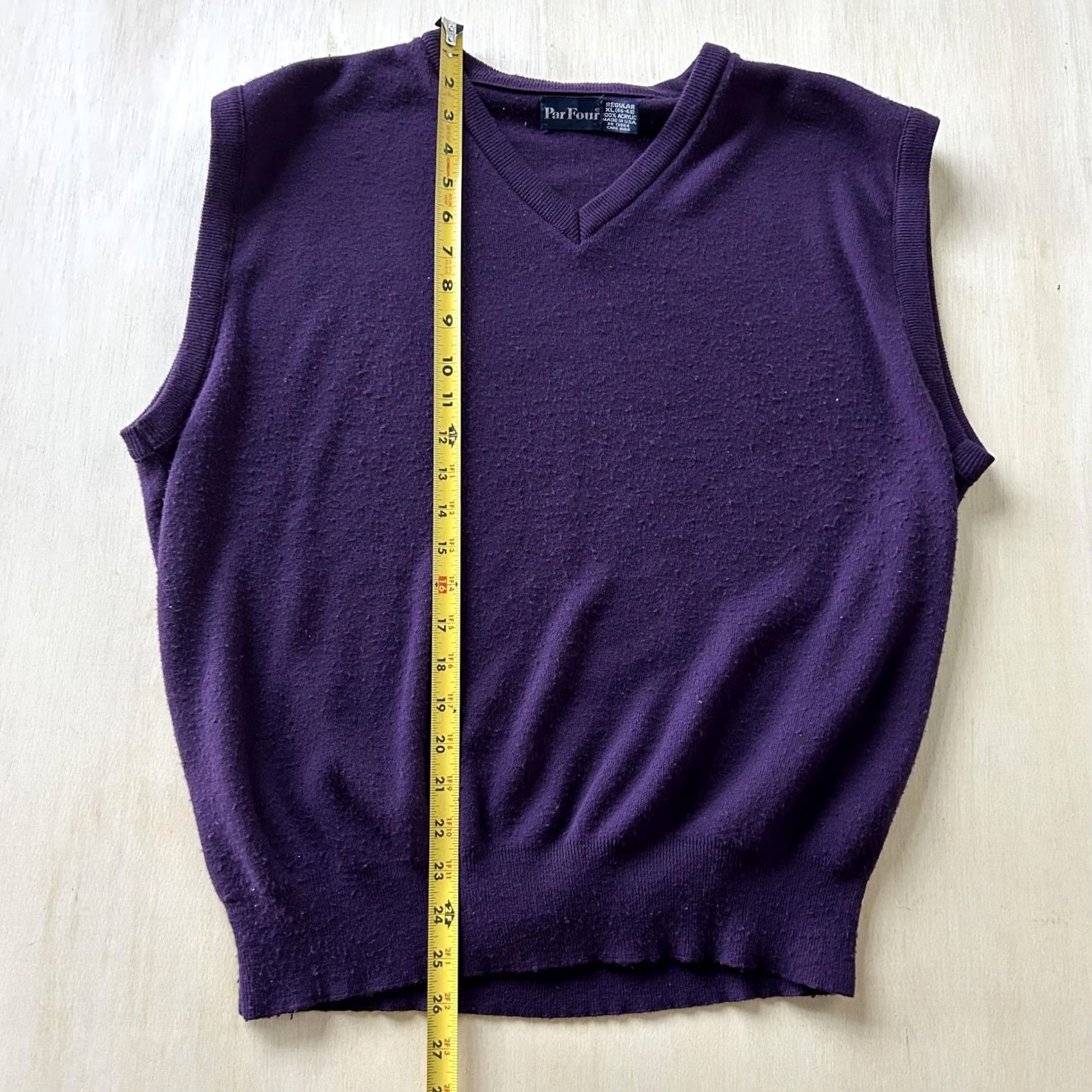 Vintage VINTAGE Par Four Sweater Vest Mens XL Purple V-Neck Knit Made USA Golf Vest Mens XL Purple V-Neck Acrylic Knit Size US XL / EU 56 / 4 - 4 Thumbnail