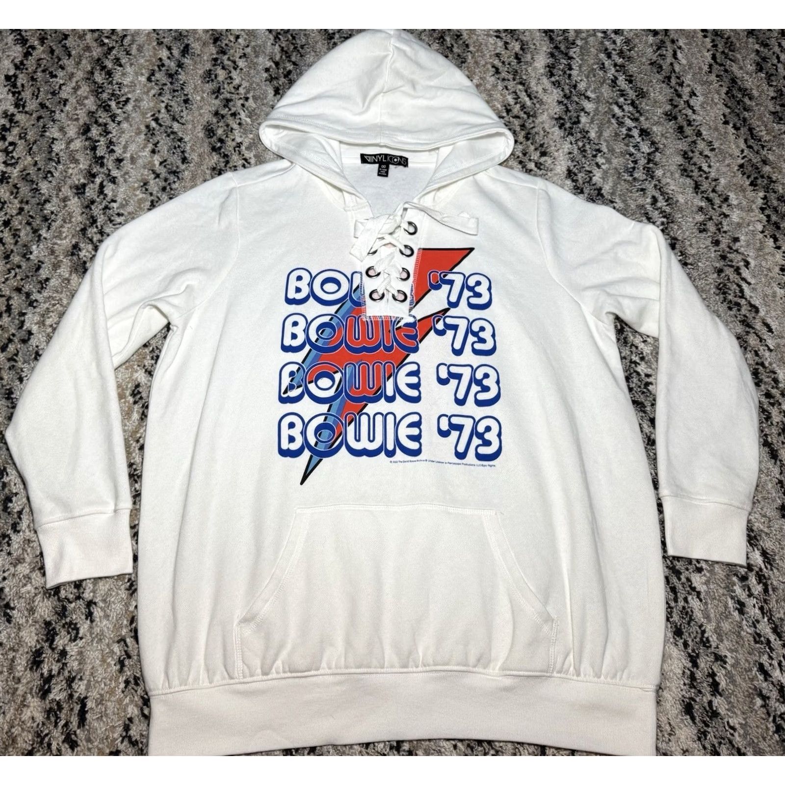 Vintage VINTAGE David Bowie THE VINYL ICONS Hoodie Pullover White 00 Women World Tour Bowie Logo Long Sleeve Regular Size 00 Size XXS / US 00 / IT 34 - 2 Thumbnail