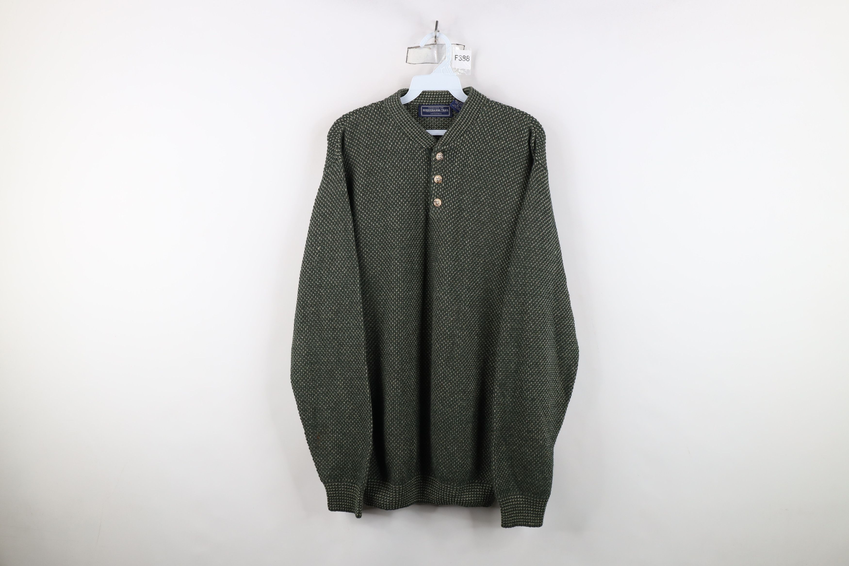 Vintage Vintage 90s Streetwear Thermal Knit Henley Sweater USA Size US M / EU 48-50 / 2 - 1 Thumbnail