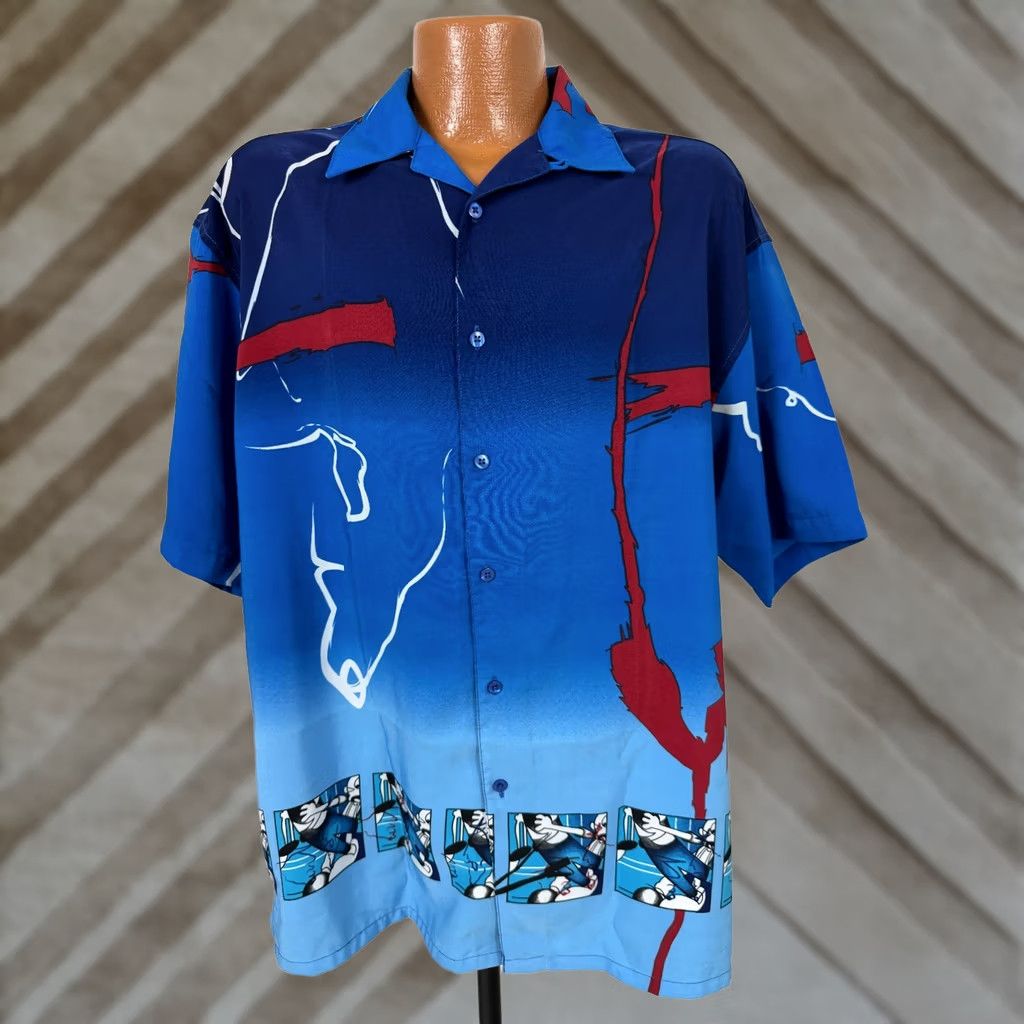 Vintage VINTAGE 90s Box Office Shirt Men Large Blue Polyester Microfiber Comic Panel Outdoors Size US L / EU 52-54 / 3 - 1 Thumbnail