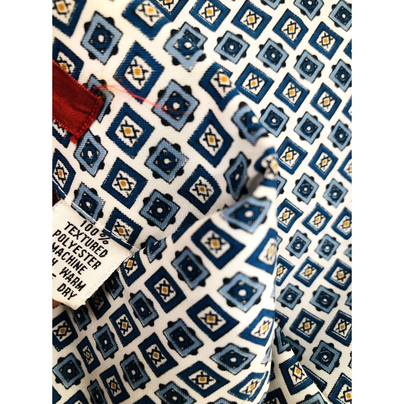 Sears SEARS BEST KINGS ROAD Geometric DISCO Shirt Adult 15.5 Md. White Blue Gold Mens Size US L / EU 52-54 / 3 - 6 Thumbnail