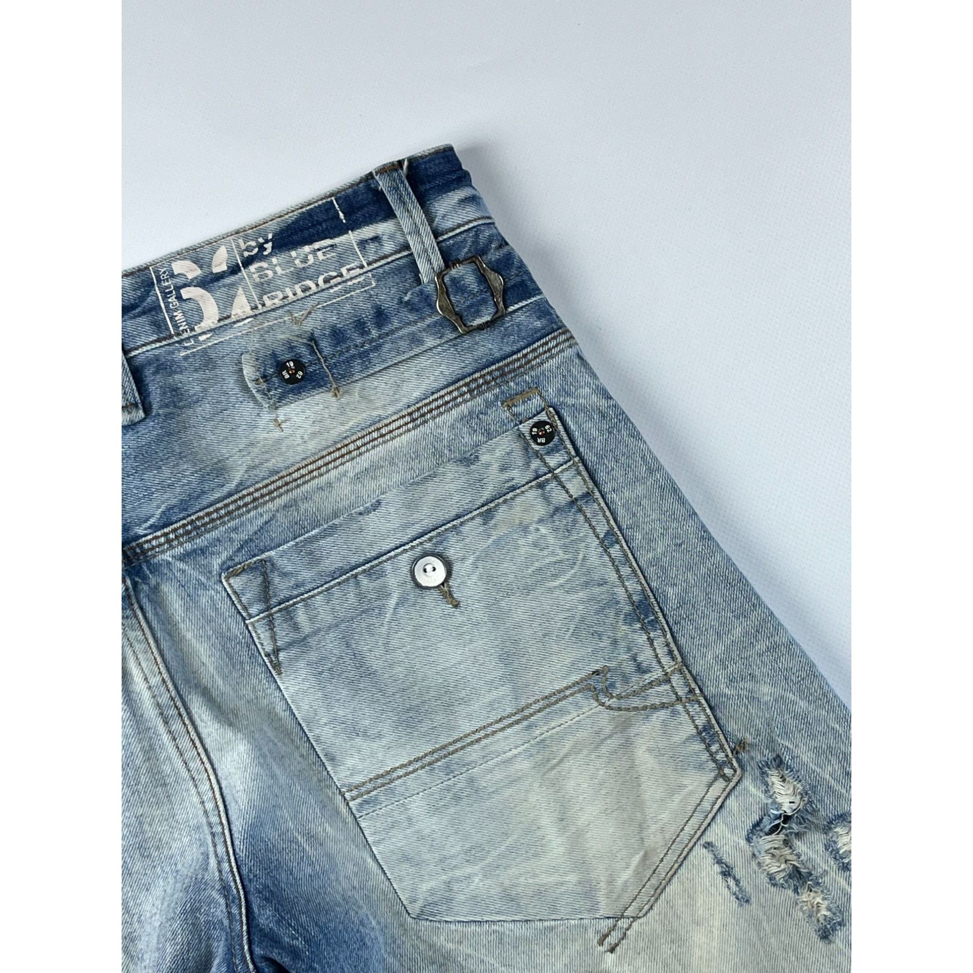 Vintage Double Knee Light Wash Ditressed Blue Ridge Jeans Size US 34 / EU 50 - 7 Thumbnail