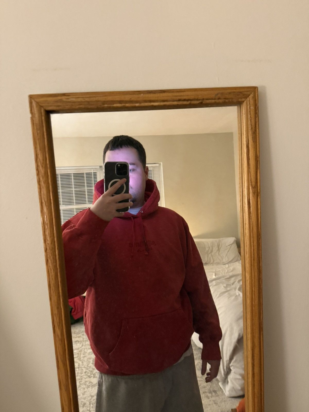 Supreme Supreme Tonal Embroidered Logo Hoodie Red Sz Large FW15 Size US L / EU 52-54 / 3 - 8 Thumbnail