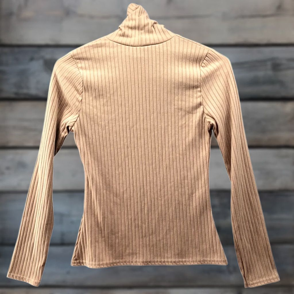 Nasty Gal Nastygal Ribbed Turtleneck Long Sleeve T Shirt Tan Sweater Womens 6 (S) NWT Pullover Shirt Casual Fall Winter Slim Knit Polyester Blend Tan VINTAGE No Size S / US 4 / IT 40 - 1 Thumbnail