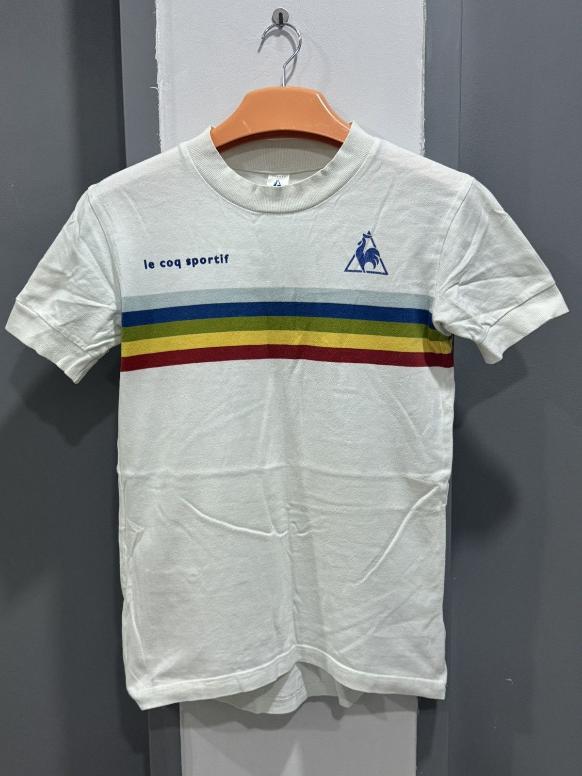 Le Coq Sportif LE COQ SPORTIV - vintage rainbow stripe tshirt Size US S / EU 44-46 / 1 - 1 Thumbnail