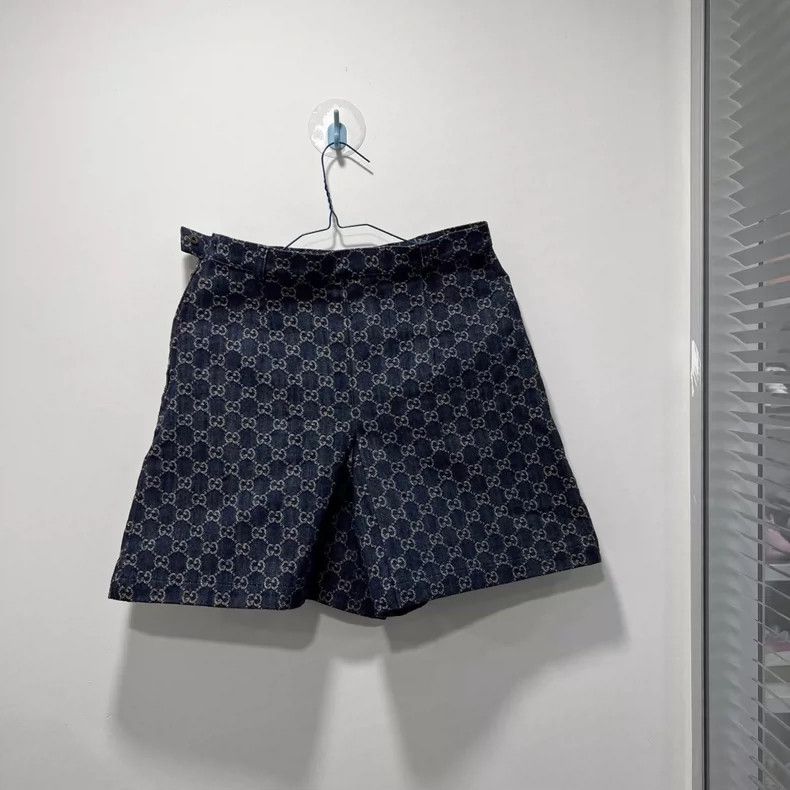 Gucci Gucci Blue Printed Denim Shorts for Summer- DMC Size US 31 - 1 Thumbnail