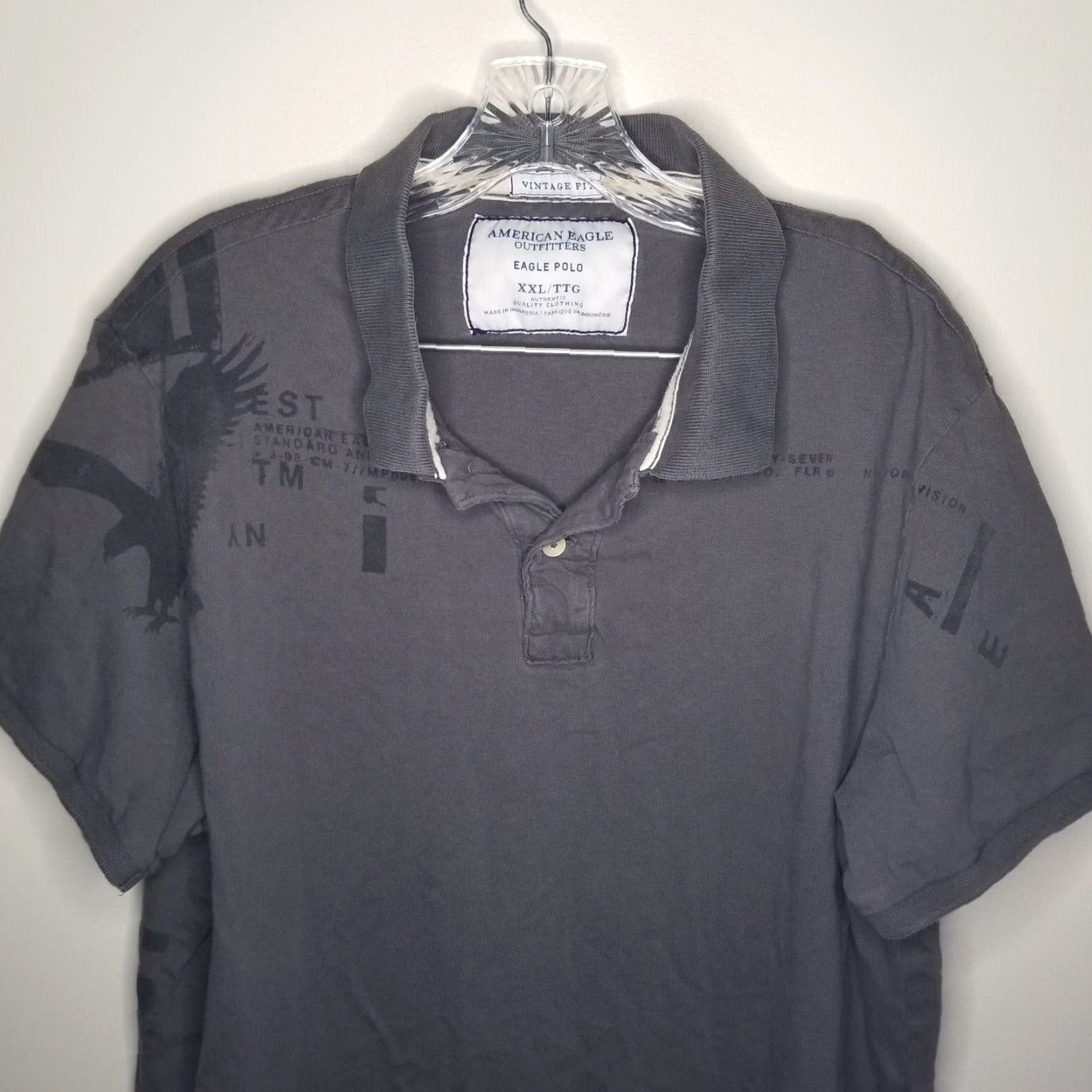 American Eagle Outfitters VINTAGE American Eagle Polo Short Sleeve 2XL Gray Mens American Size US XXL / EU 58 / 5 - 2 Thumbnail