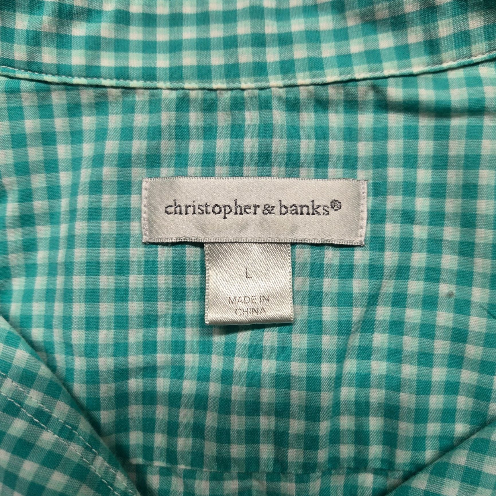 Vintage Christopher & Banks Shirt Women L Blue Check Roll-Tab Sleeve Button Womens Size L / US 10 / IT 46 - 3 Thumbnail